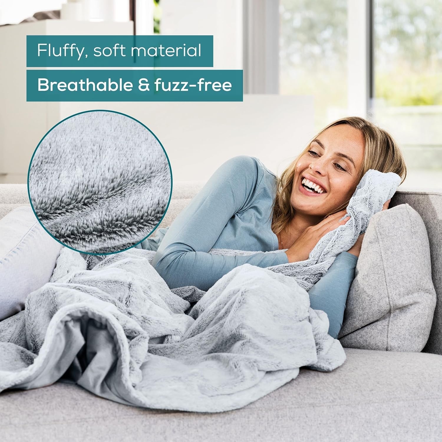 Electric Heated Throw Blanket Recycled Soft Fleece 6 Heat Levels Washable