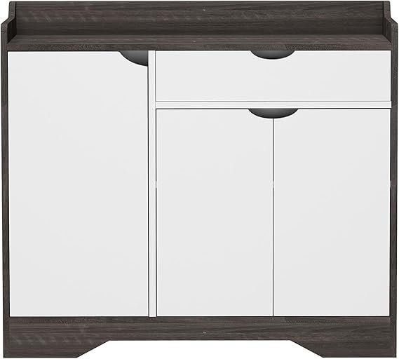 Modern Grey Shoe Storage Cabinet with Drawer & Shelf, Large Hallway Unit