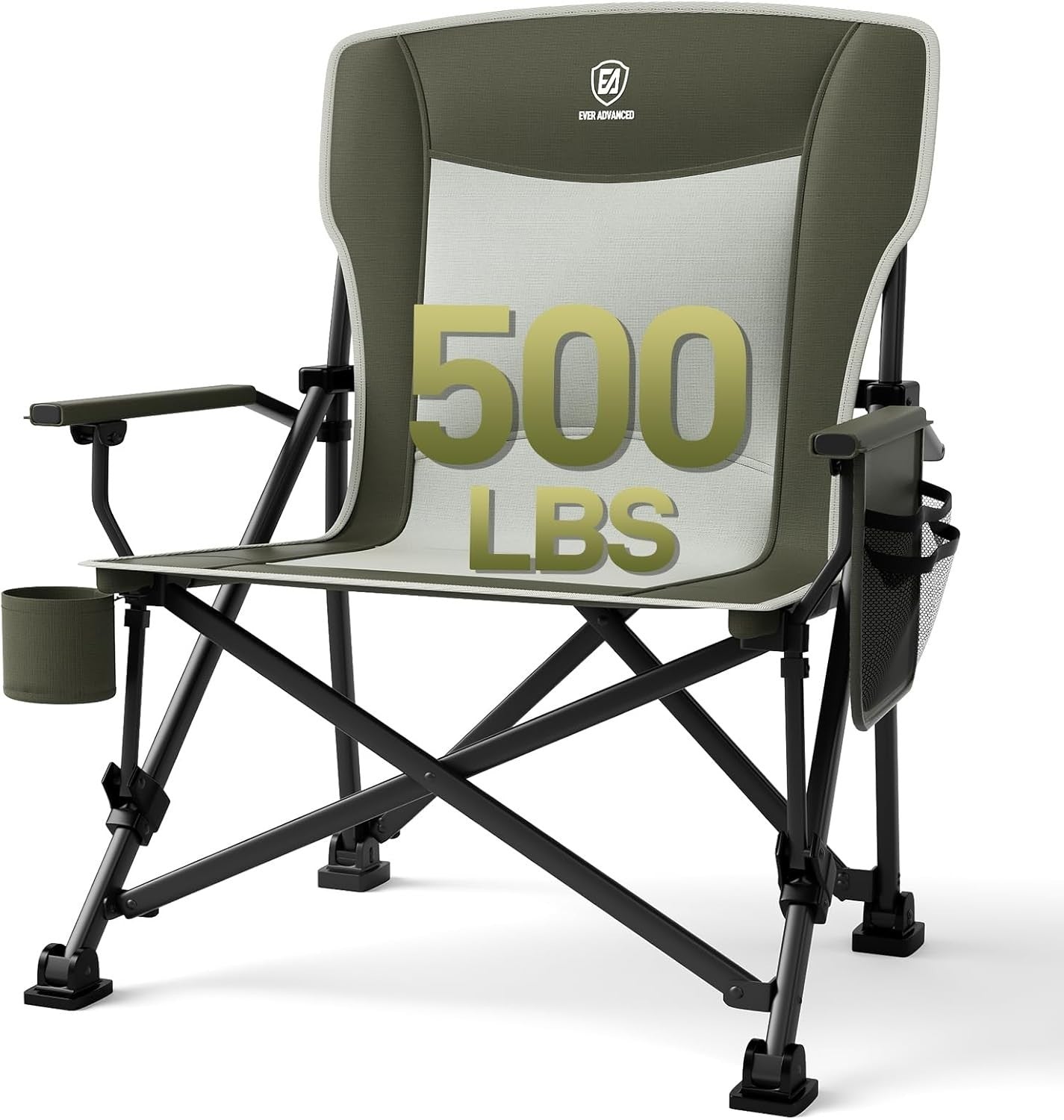 Heavy Duty Folding Camping Chair 230kg Capacity Outdoor Portable Seat Green