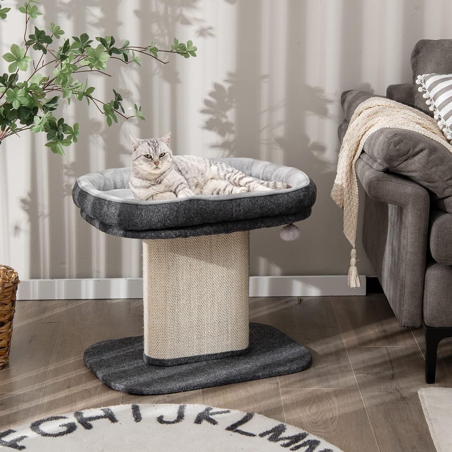 2-Level Cat Tree Scratching Post Tower Top Perch Sisal Column Indoor