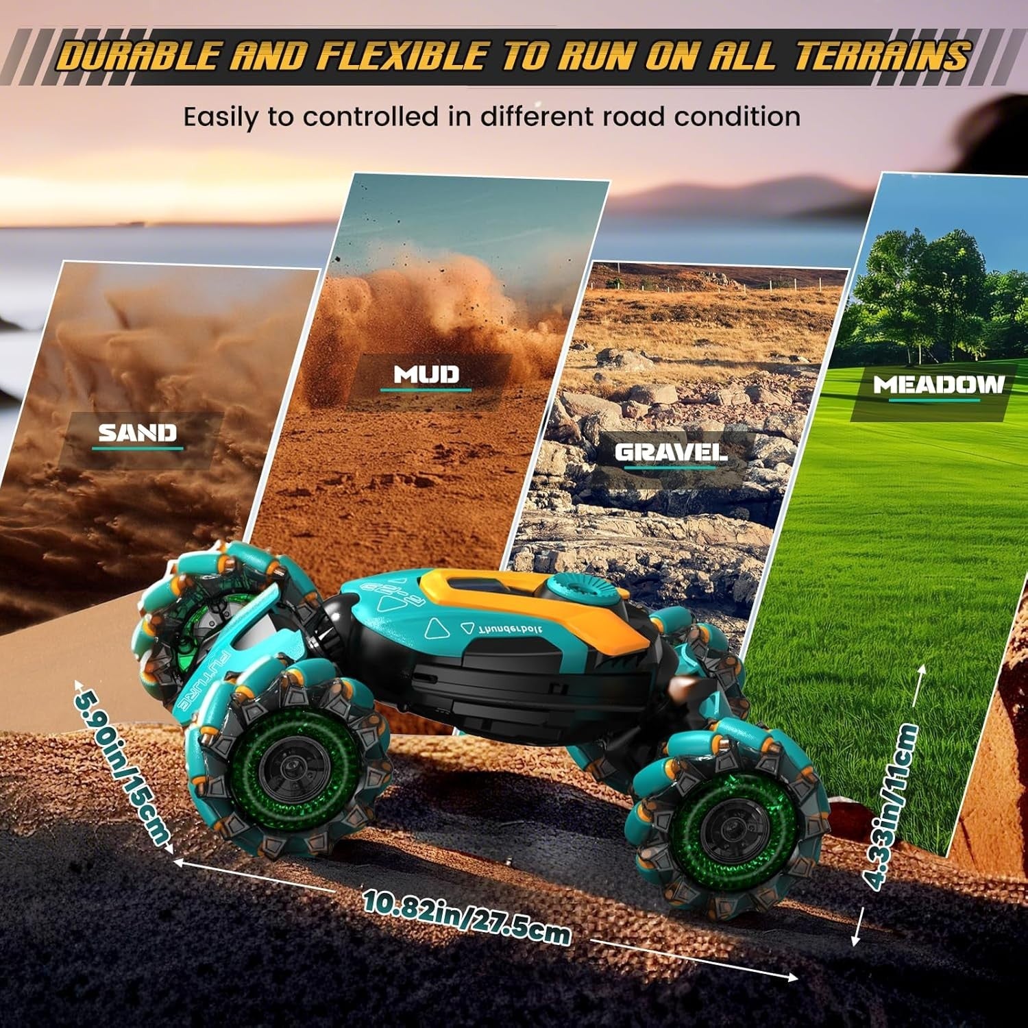 Gesture Sensing RC Stunt Car 4WD Twist Drift Remote Control Toy Lights Music 6+