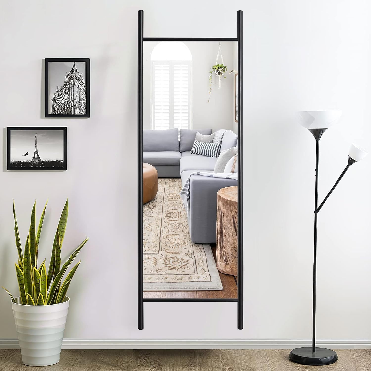 Large Full-Length Ladder Style Wall Mirror 165x55cm Solid Wood Frame