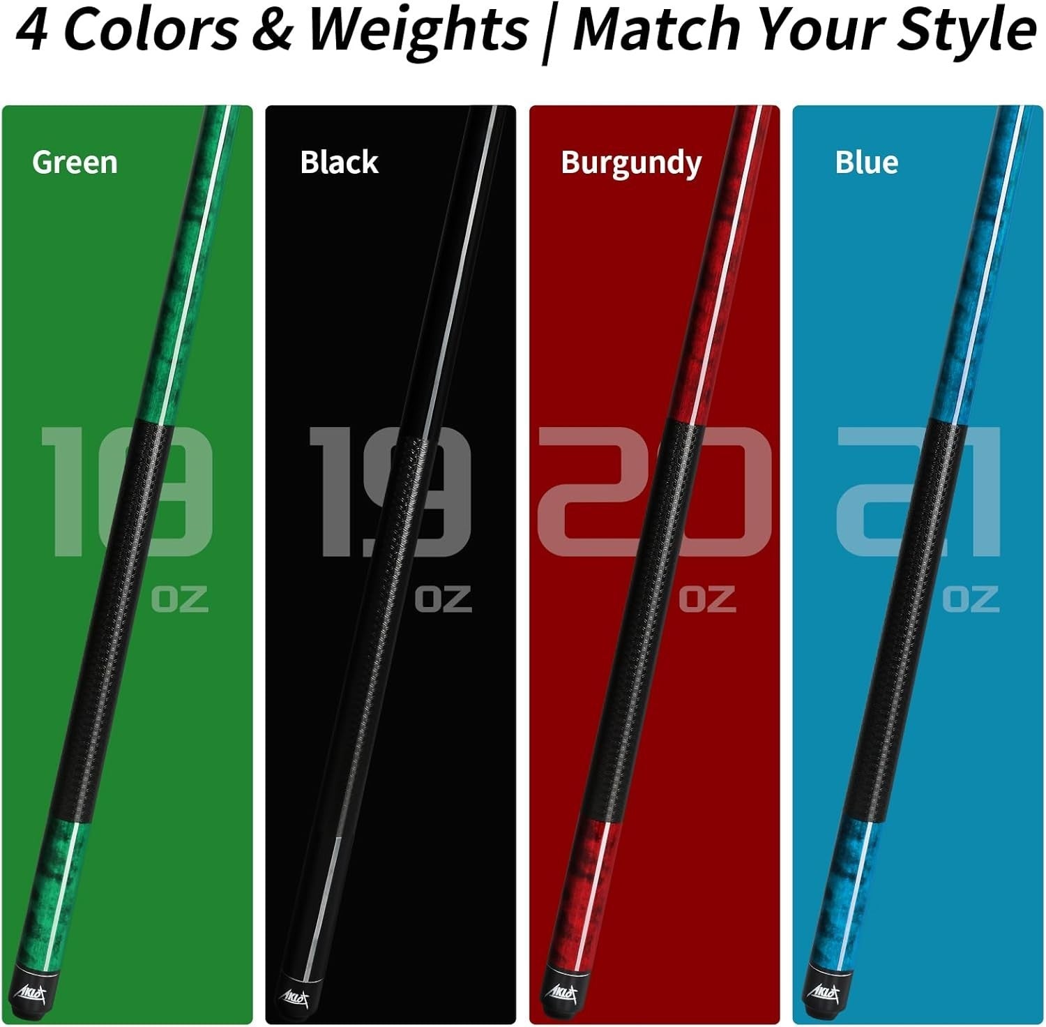 58" Pool Cue Set 18–21oz Maple Billiard Sticks 13mm Non-Slip Grip