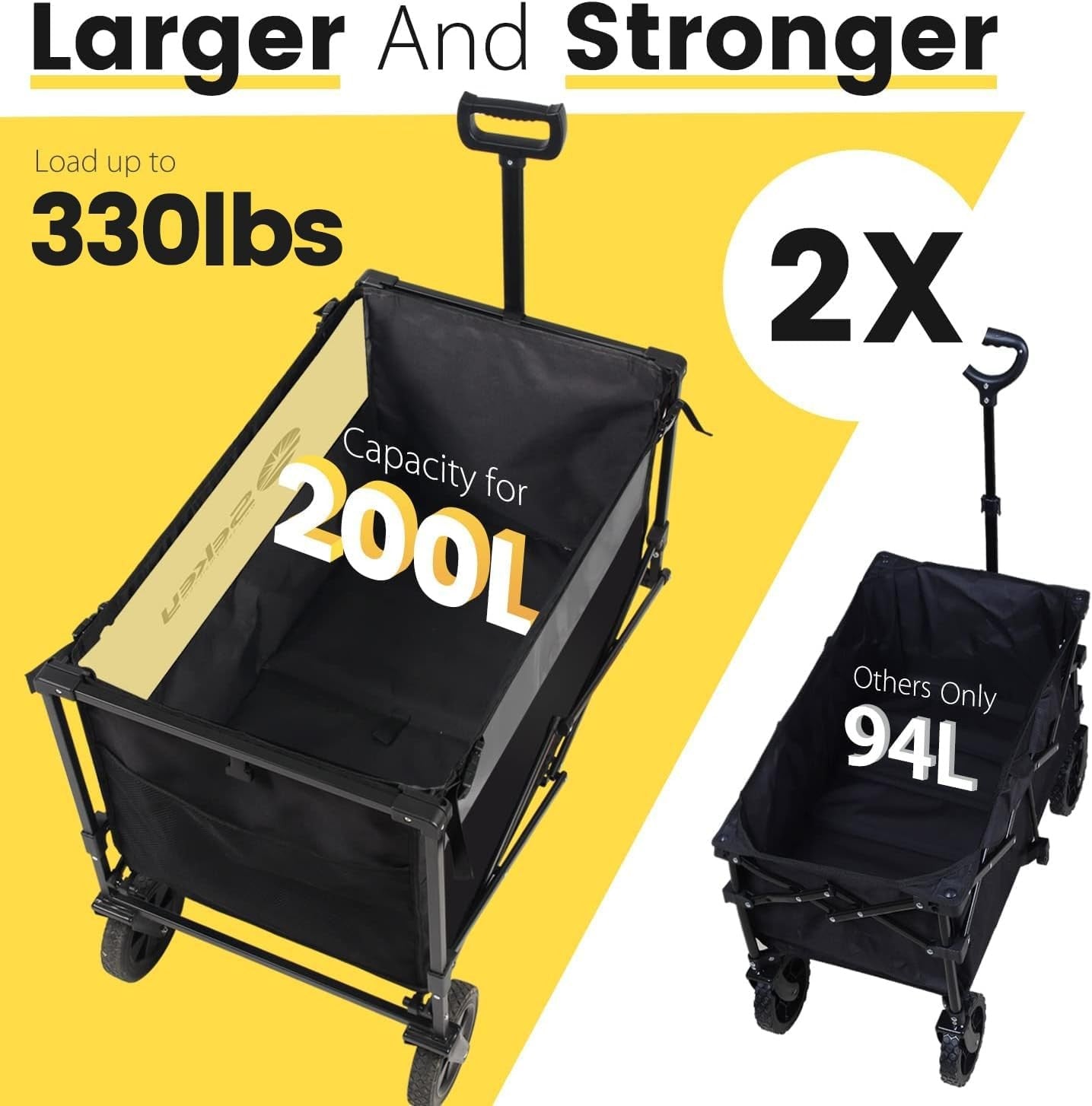 Heavy Duty Folding Festival Trolley with Brake 330lb All Terrain Camping