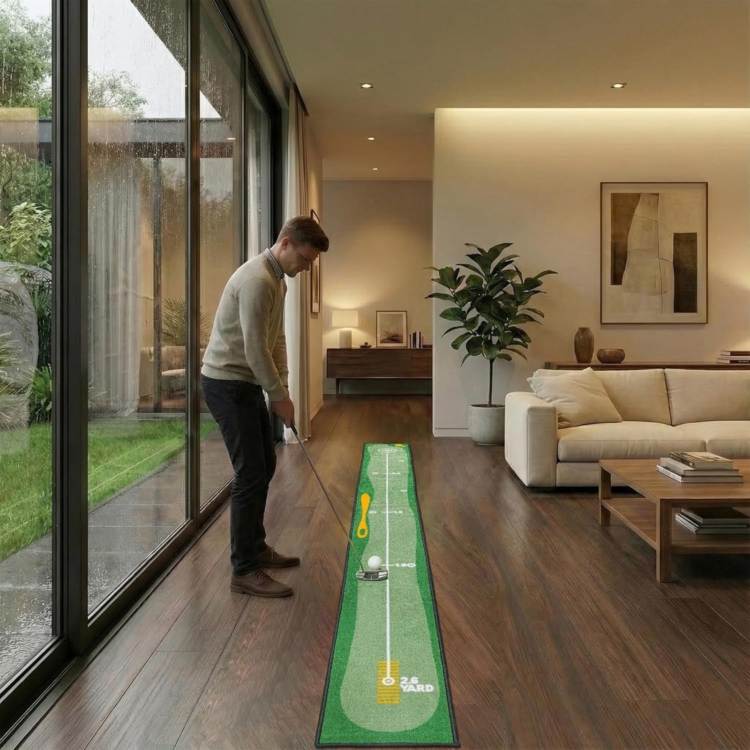 Golf Putting Mat Indoor Outdoor Practice Green 40in Anti Slip Training Aid