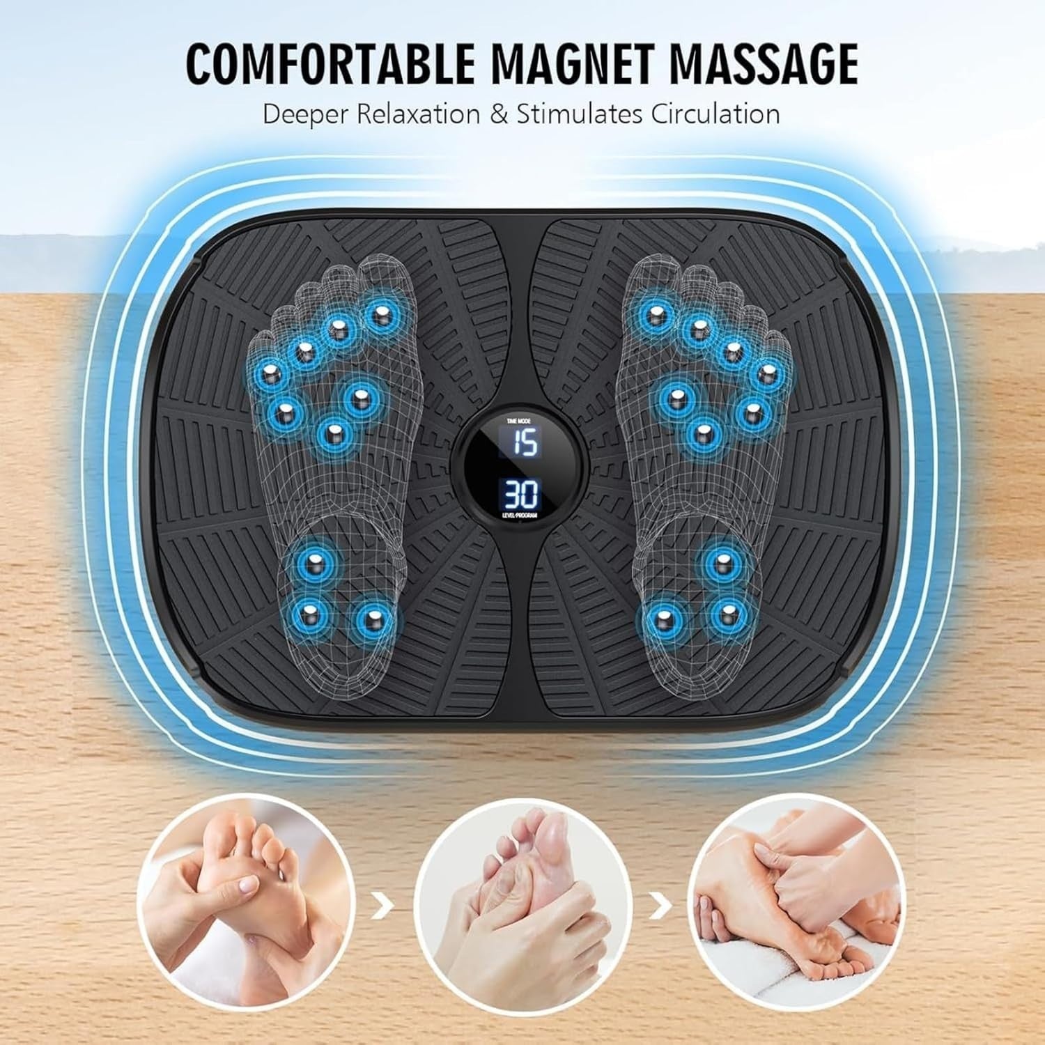 Black Portable Vibration Plate Exercise Machine 99 Levels Lymphatic Drainage