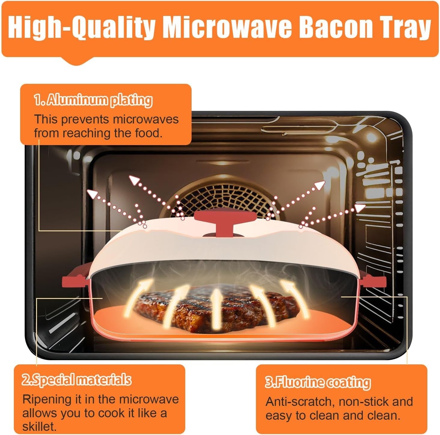 Red Microwave Grill Pan with Lid – Non-Stick Cooking & Roasting