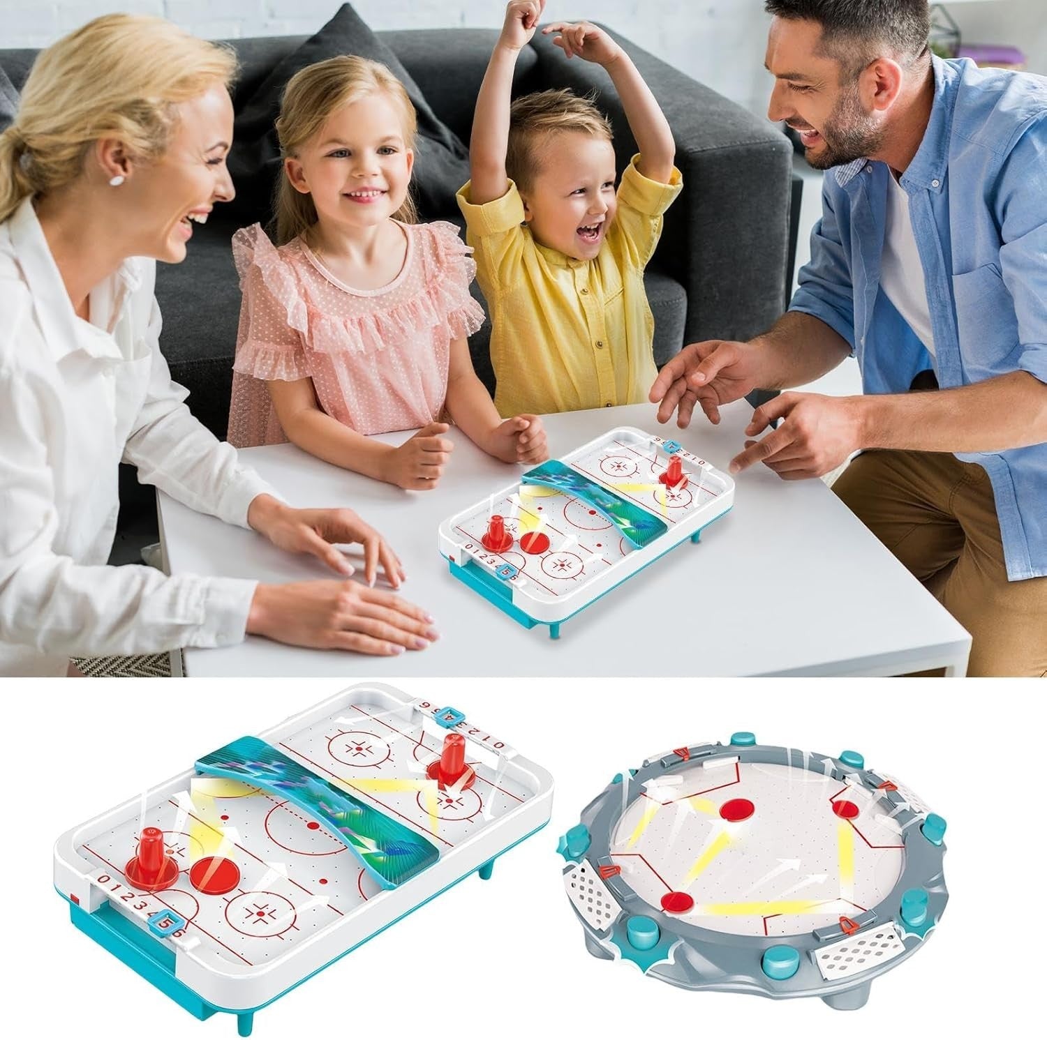 Portable Air Hockey Table Battery Powered Mini Tabletop Game Kids