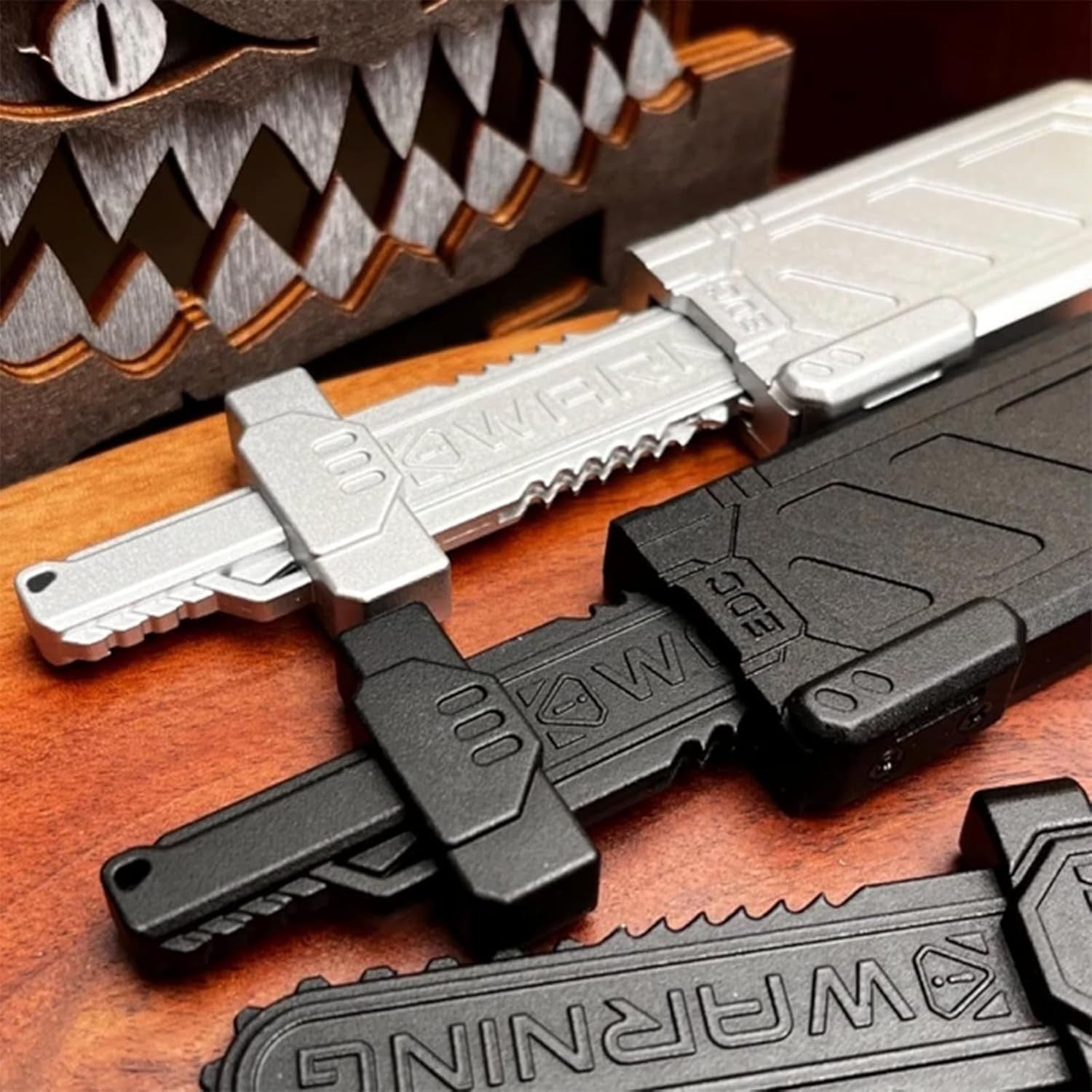 Black Metal Sword Fidget Slider Silent Clicker Stress EDC