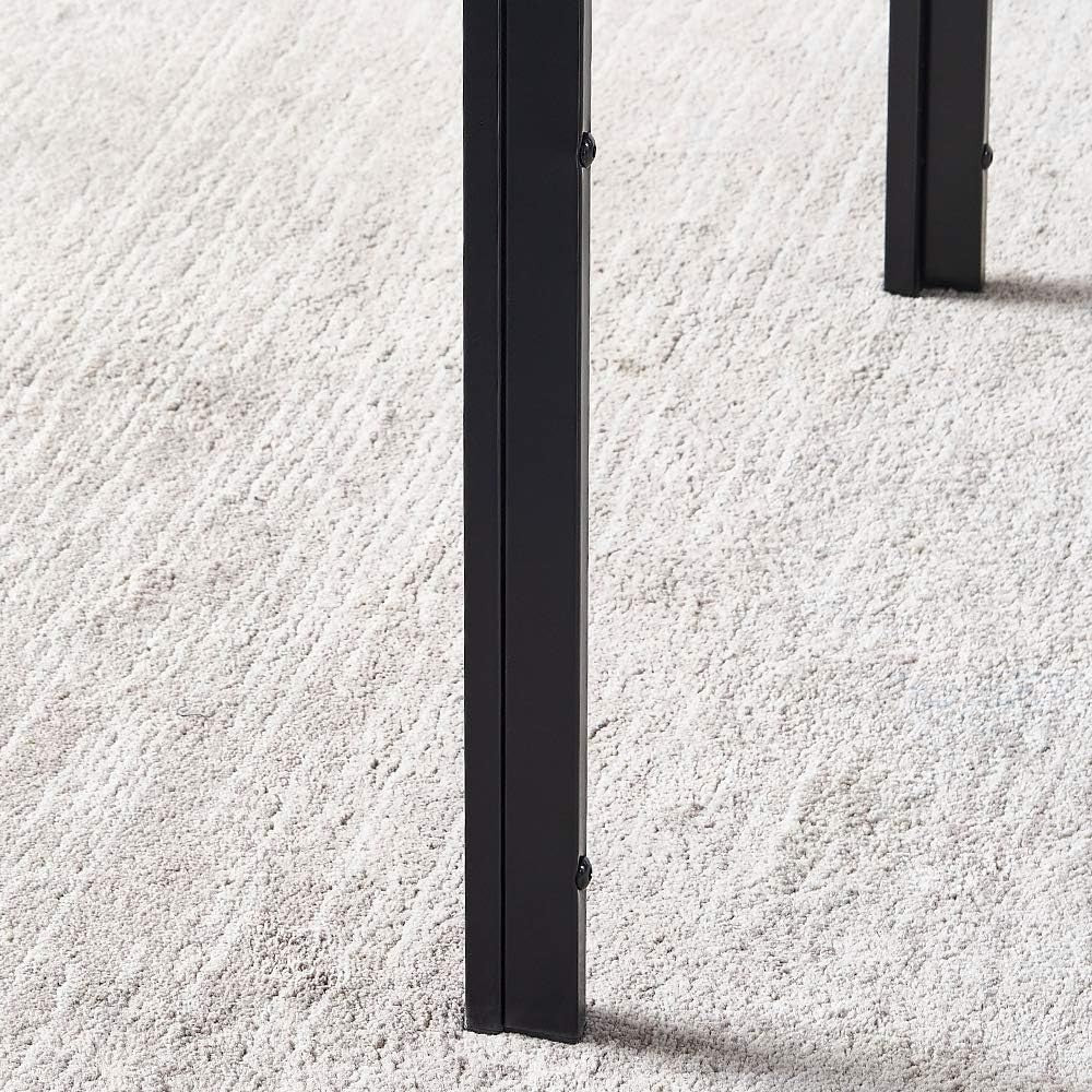 Modern Black Glass Dining Table 75cm Square Tempered Top Metal Legs Small Space