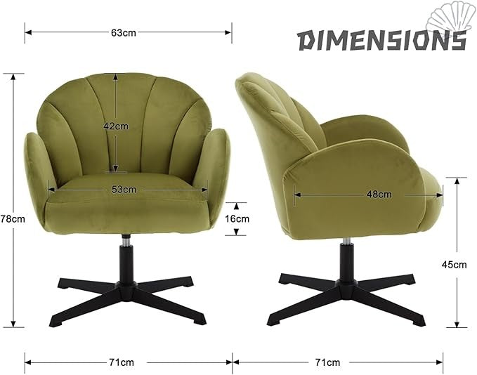 Velvet Swivel Armchair Vanity Tub Chair Modern Accent Green