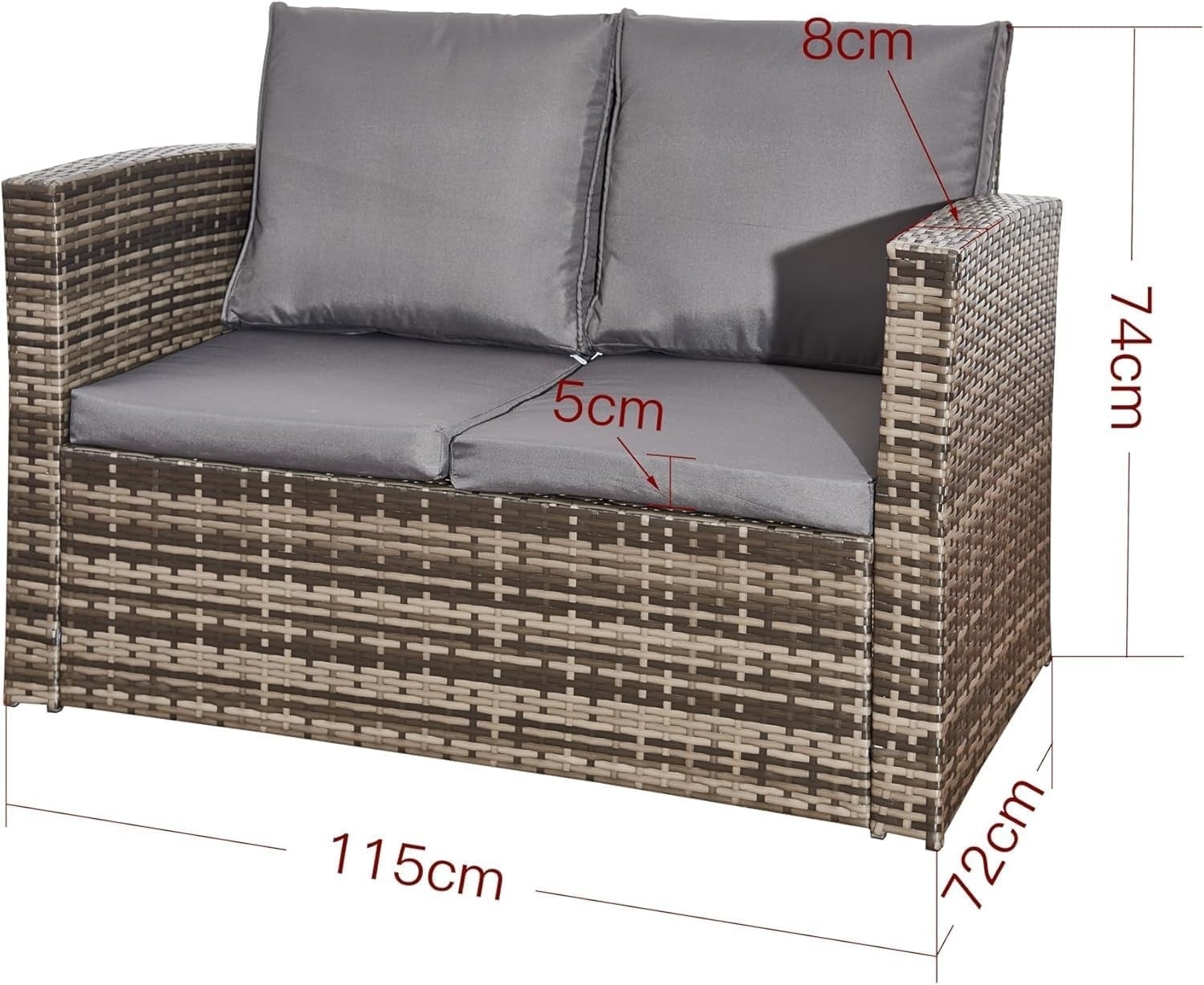 4-Piece Rattan Garden Sofa Set Outdoor Patio Corner Cushions & Glass Table
