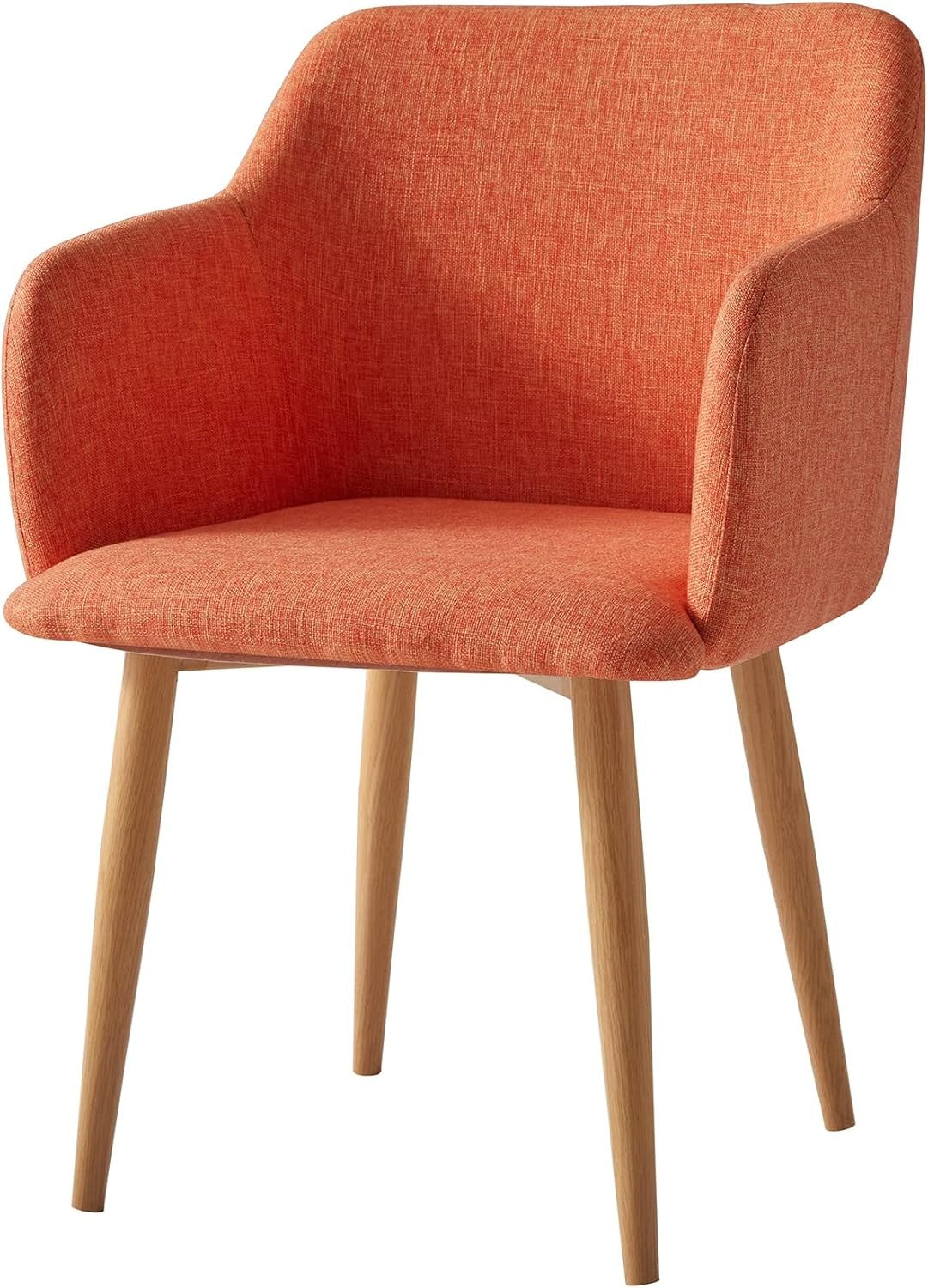 Orange Fabric Accent Chair Modern Tub Armchair Metal Legs