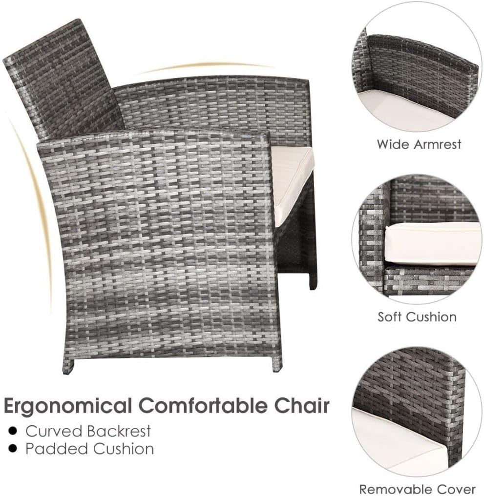 4 Seater Outdoor Rattan Sofa Set with Glass Table Patio Garden Conversation