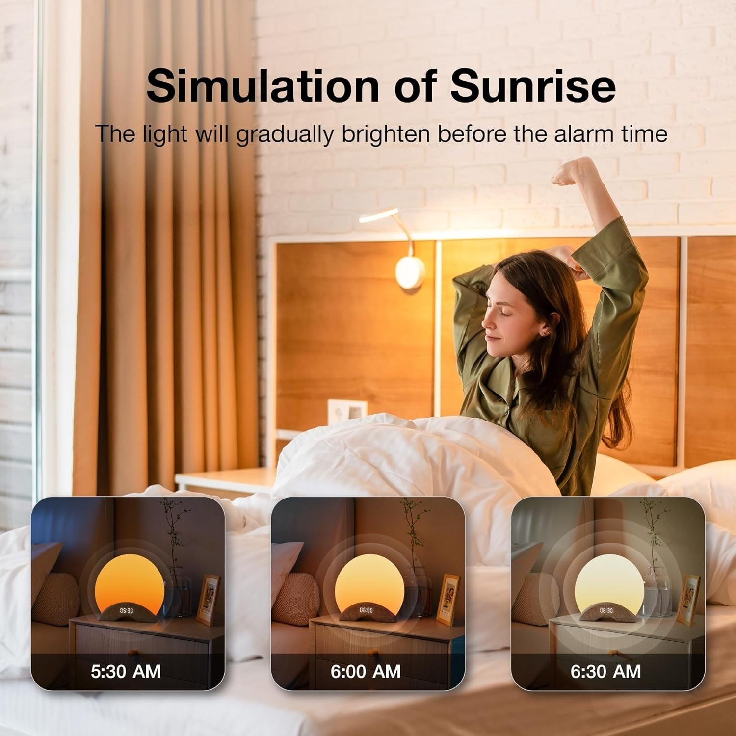 Sunrise Alarm Clock with White Noise & 7-Color Light, Sleep Aid