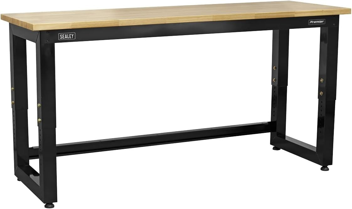 Heavy Duty 1830mm Adjustable Workbench 1000kg Solid Wood Top Industrial