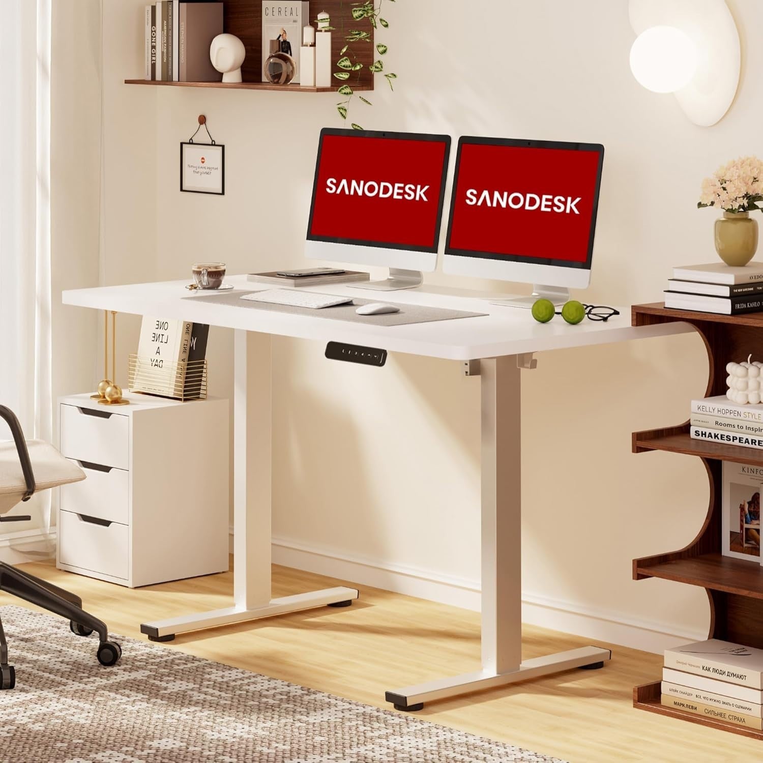 Electric Standing Desk 120x60cm Height Adjustable Table with Memory Control