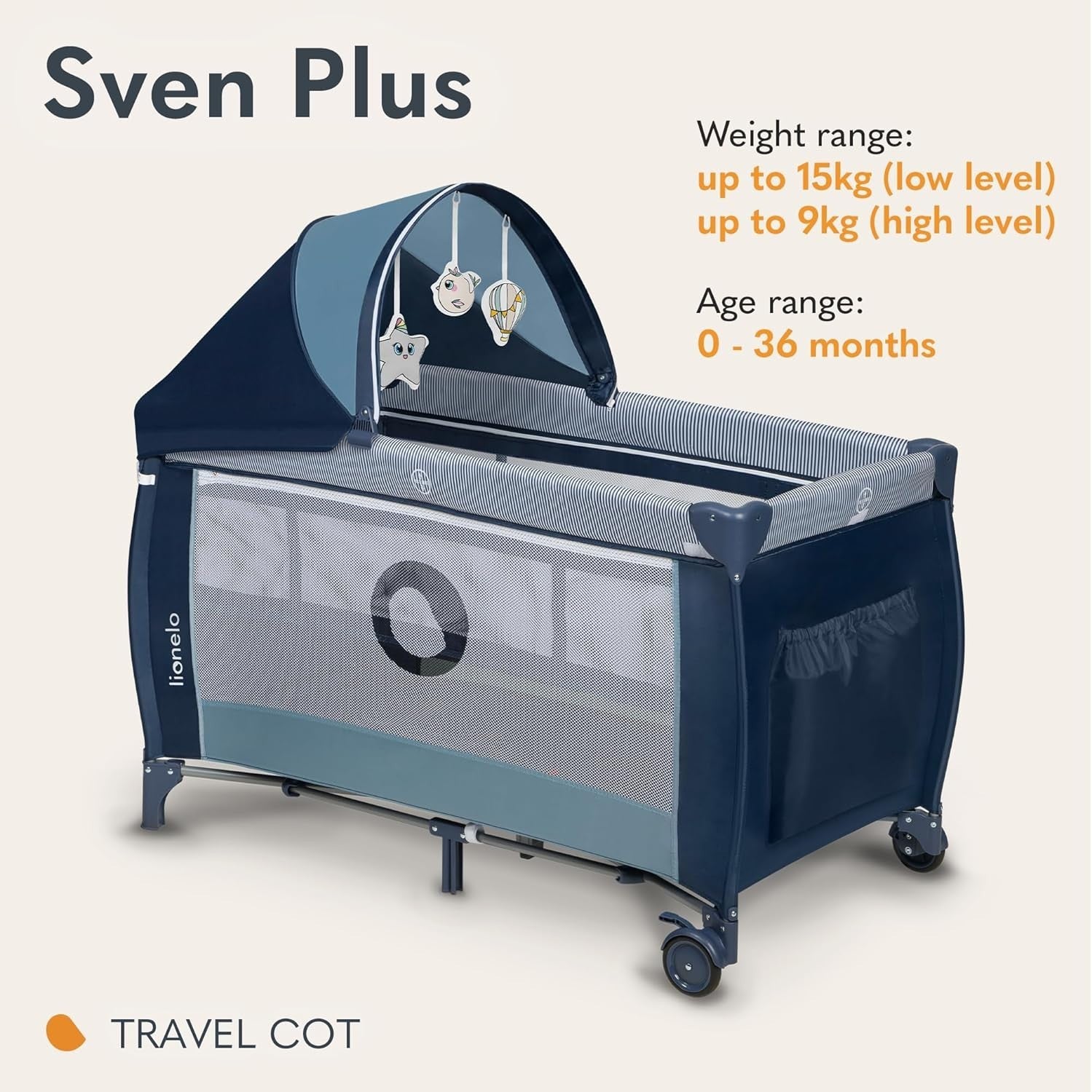 2-in-1 Portable Travel Cot & Baby Playpen with Changing Table & Canopy