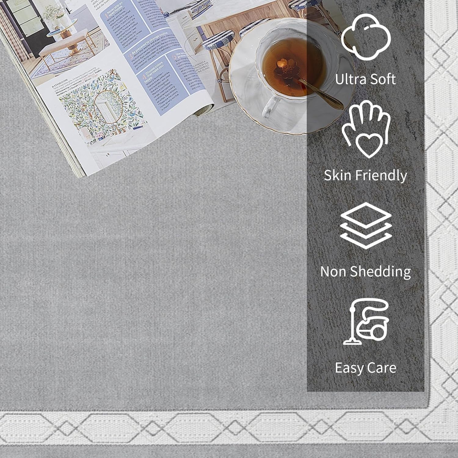 Washable Geometric Area Rug 120x170cm Anti Slip Soft Low Pile Home Decor