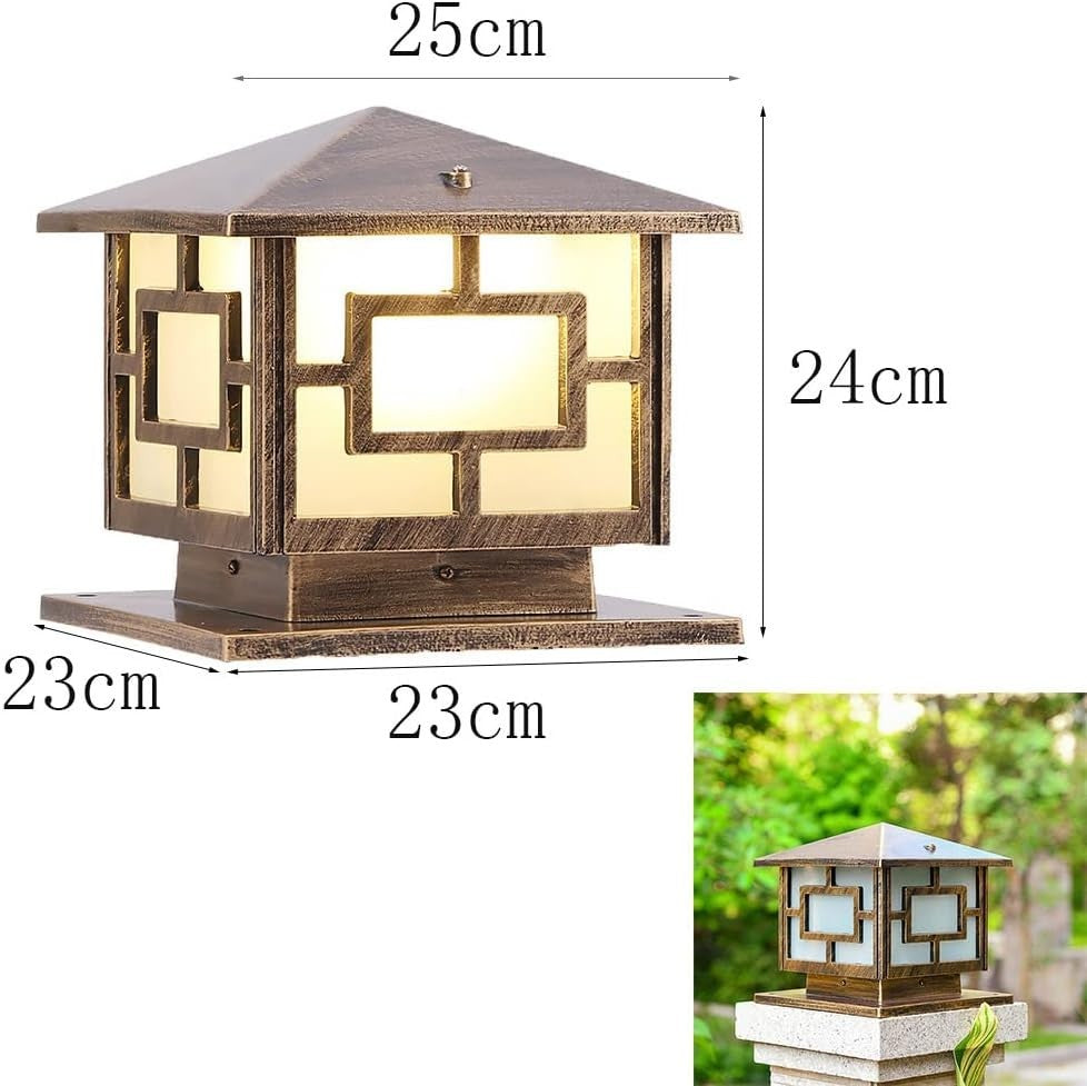 Waterproof Square Garden Post Light – Retro E27 Outdoor Lantern