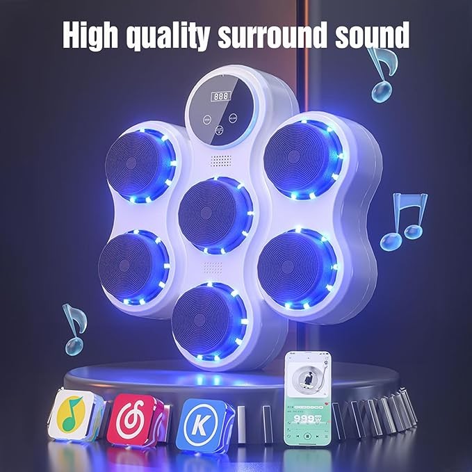 Wall Mounted Music Boxing Trainer Bluetooth LED Punch Target Home Gym