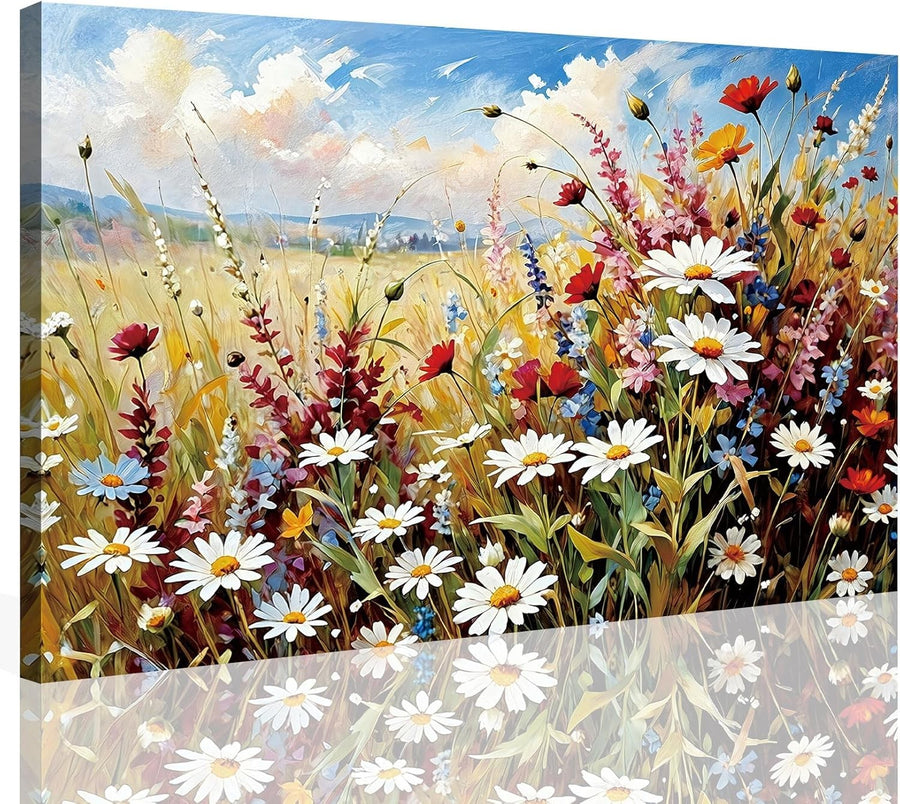 Floral Abstract Wall Art 59x39cm Framed Colourful Canvas