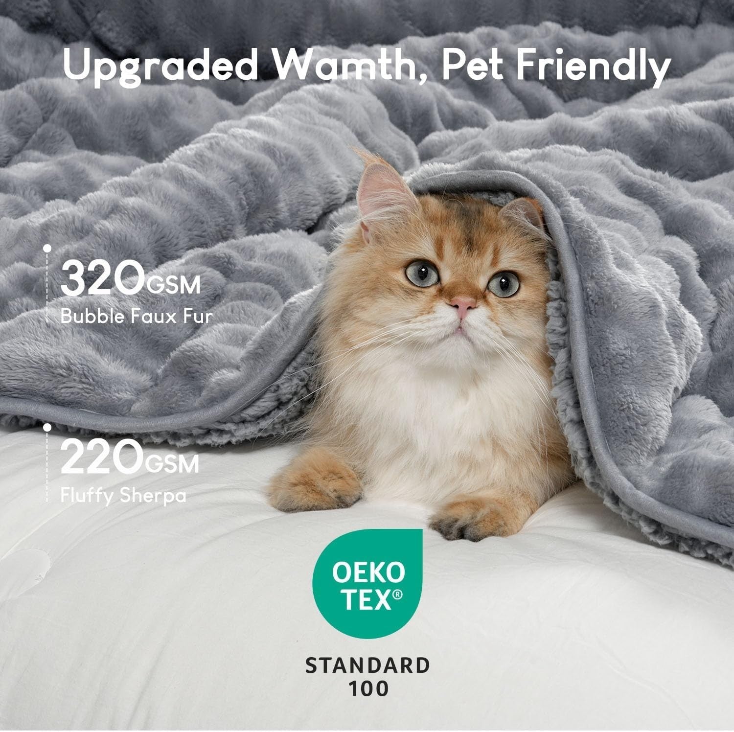 15lb Weighted Blanket 60x80 Soft Sherpa Fleece Grey Warm Adult Aid