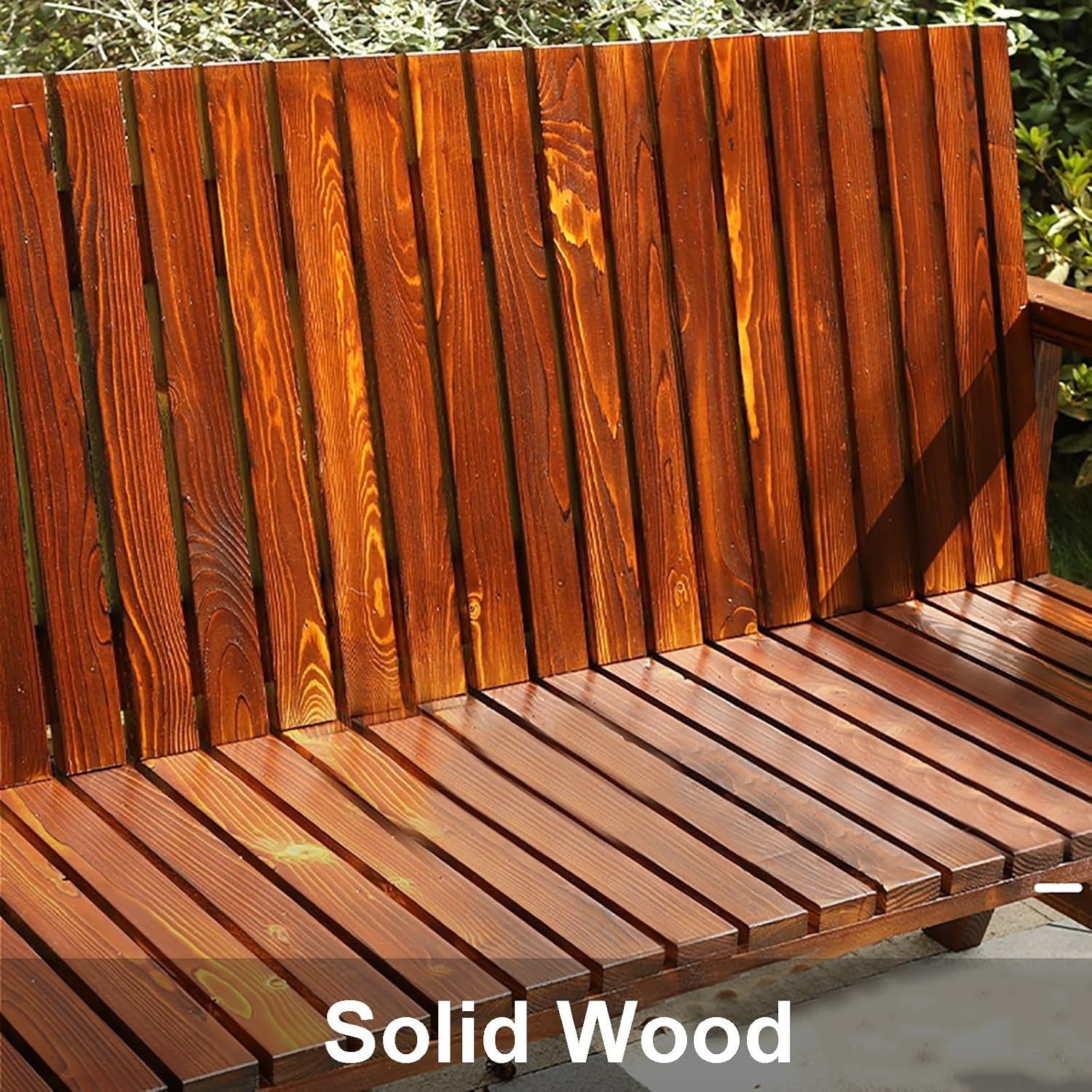 Weather-Resistant Solid Wood Outdoor Bench 2-Seater 150cm Slatted Seat