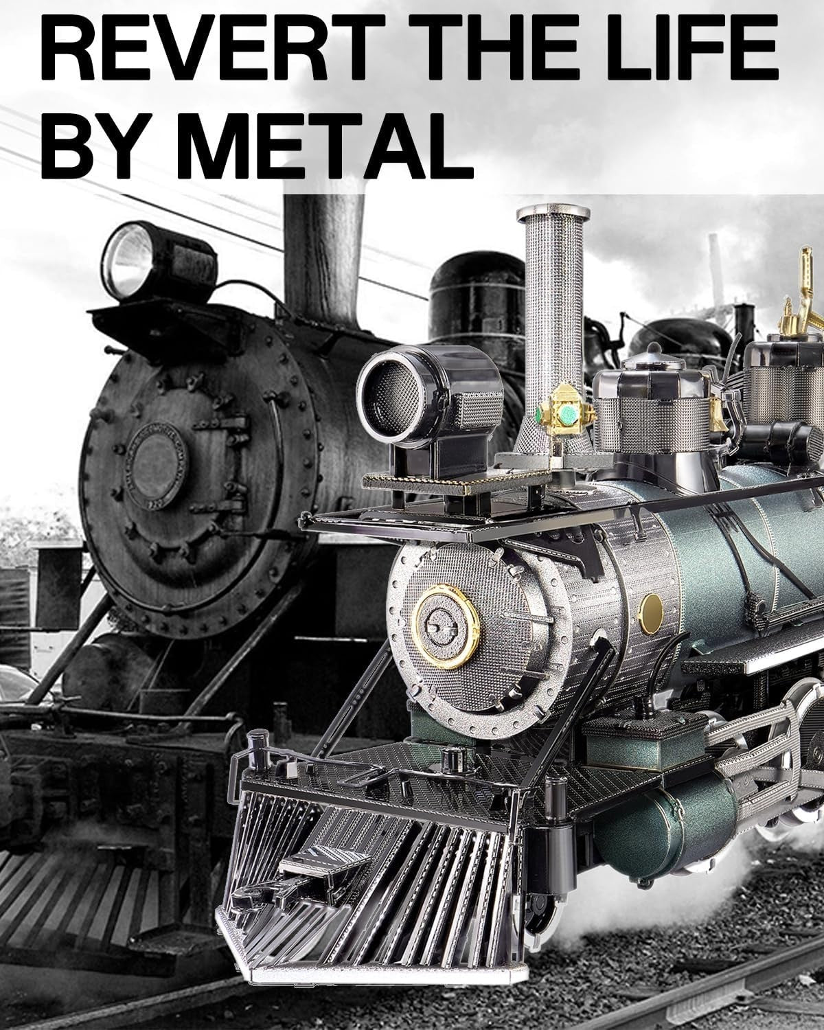 3D Metal Steam Train Puzzle for Adults – Stainless Steel, DIY, 282 Pieces