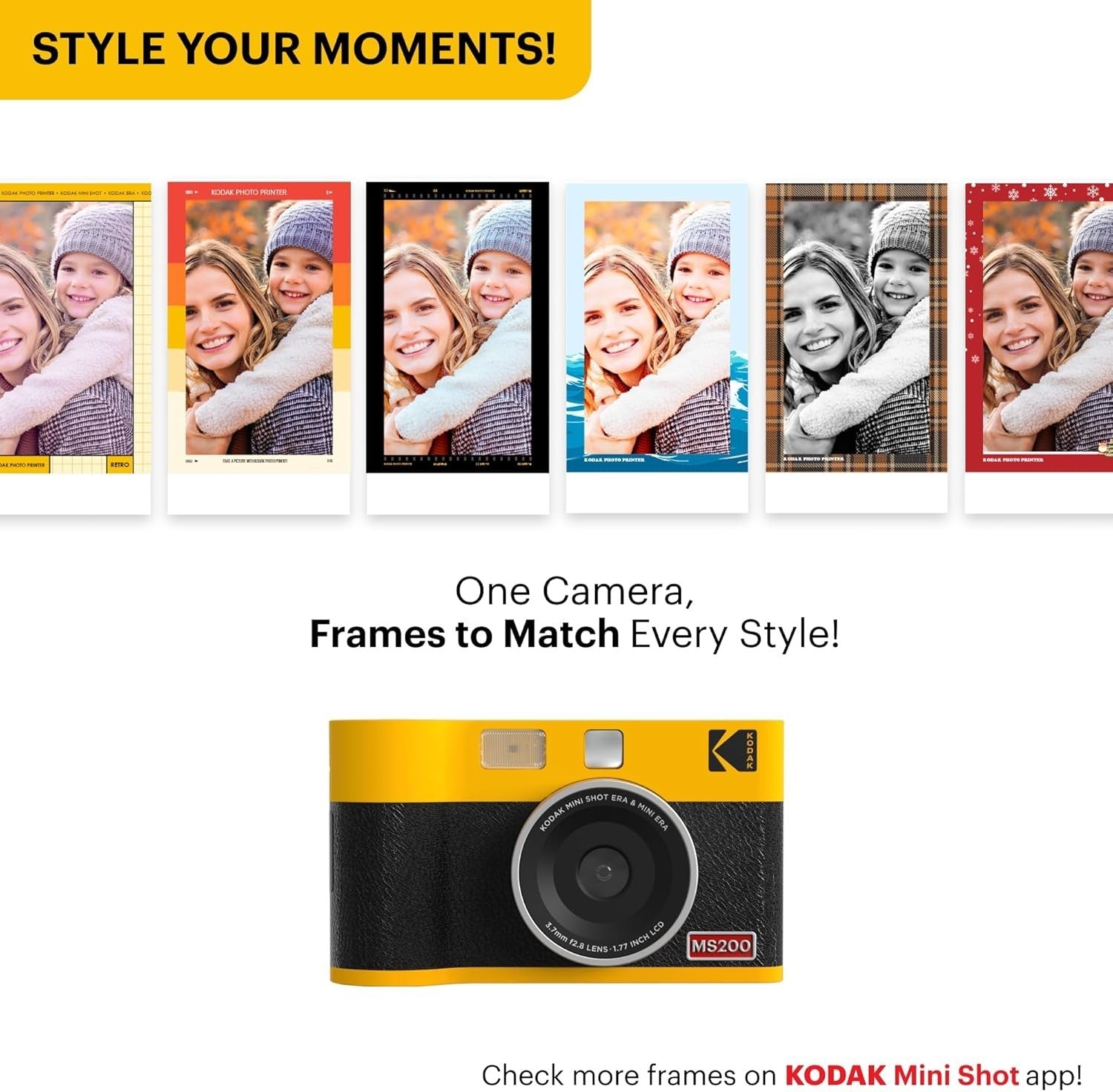 2-in-1 Instant Camera Photo Printer Bluetooth Portable Black 8 Sheets