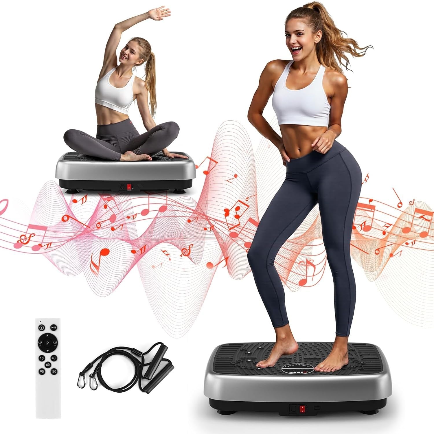 Dual Motor Vibration Plate Exercise Machine 120 Speeds 450LB Slim Body