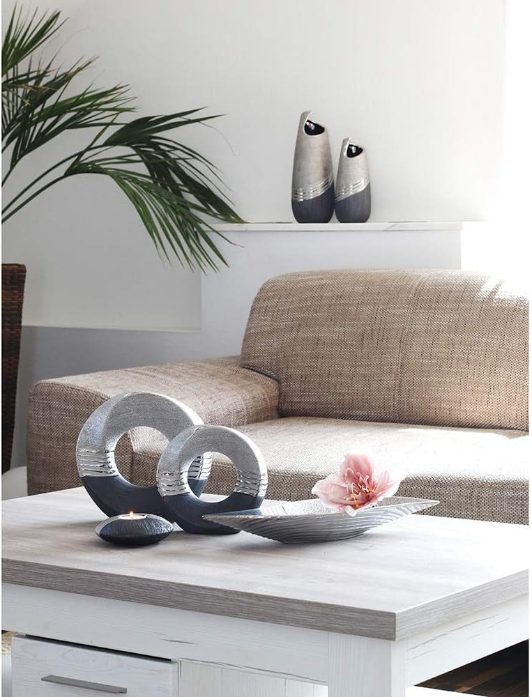 Modern Ceramic Tea Light Holder Silver Grey Decorative Candle Home Décor