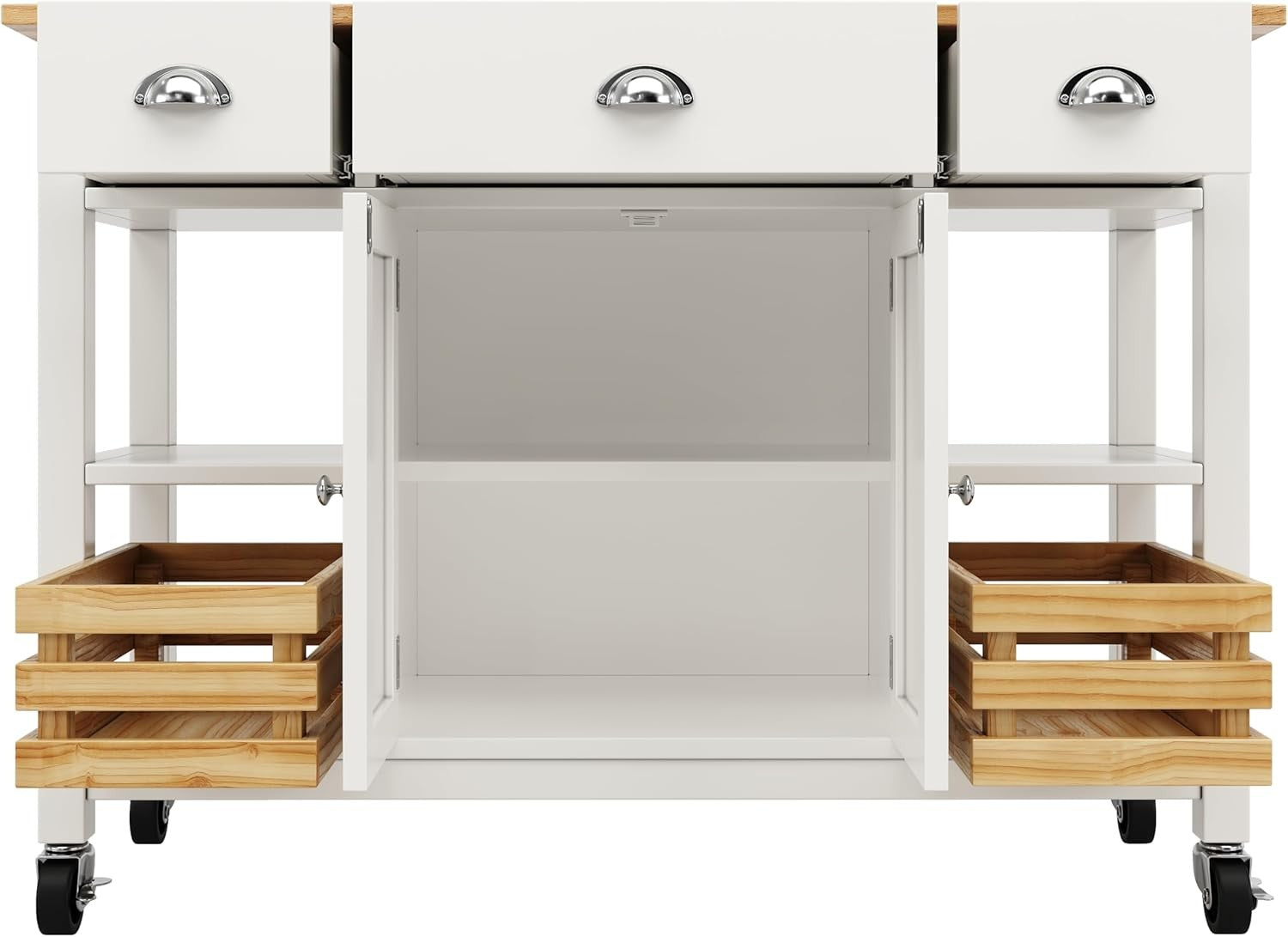 Rolling Kitchen Island Storage Trolley Cabinet Drawers Spice Rack Wheels