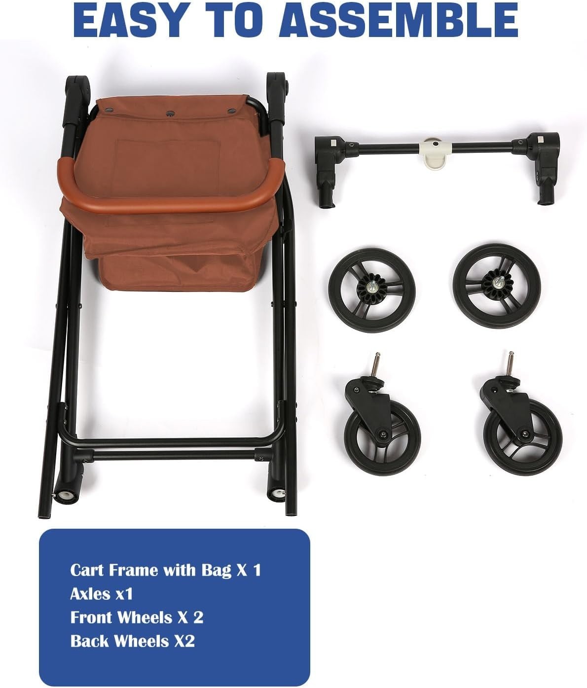 Large Capacity Foldable Shopping Trolley with Swivel Wheels Utility Cart