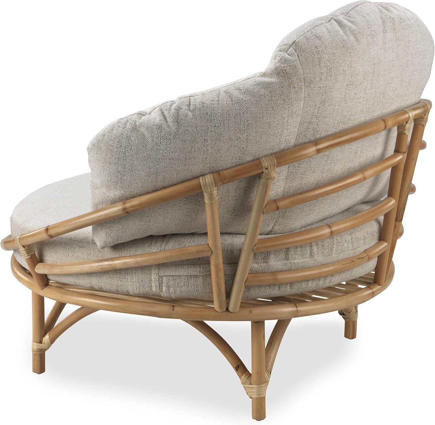 Natural Rattan Snuggle Chair Indoor Cane Lounge Seat with Deep Cushioned Comfort