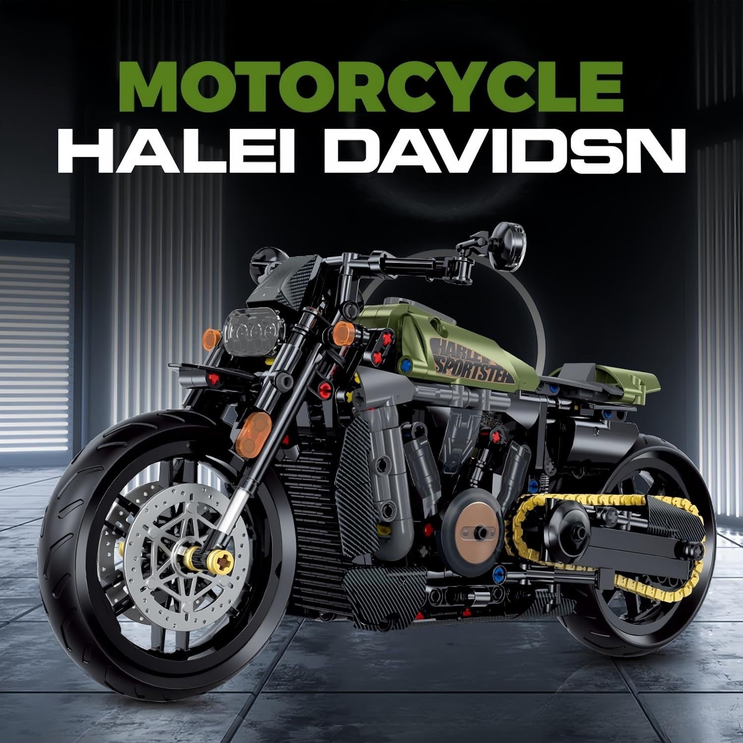 Realistic 618pcs Motorcycle Model Kit with Suspension & Moving Parts