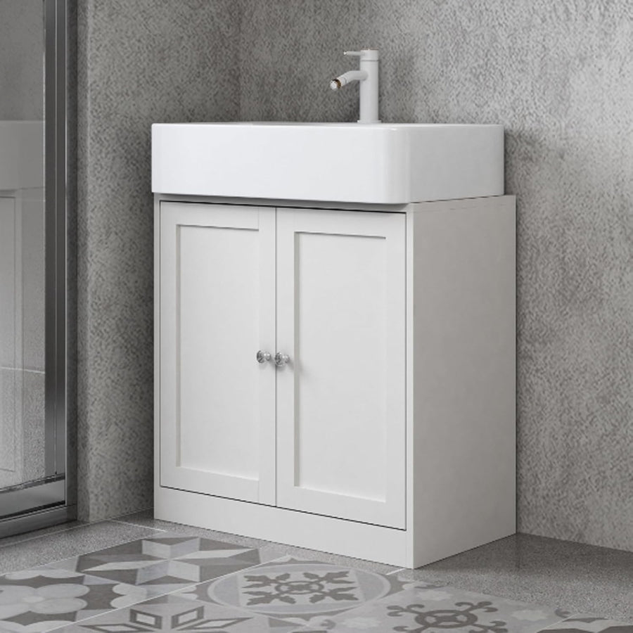 Modern White Under Sink Bathroom Vanity Unit 60cm Storage Cabinet with Shelf