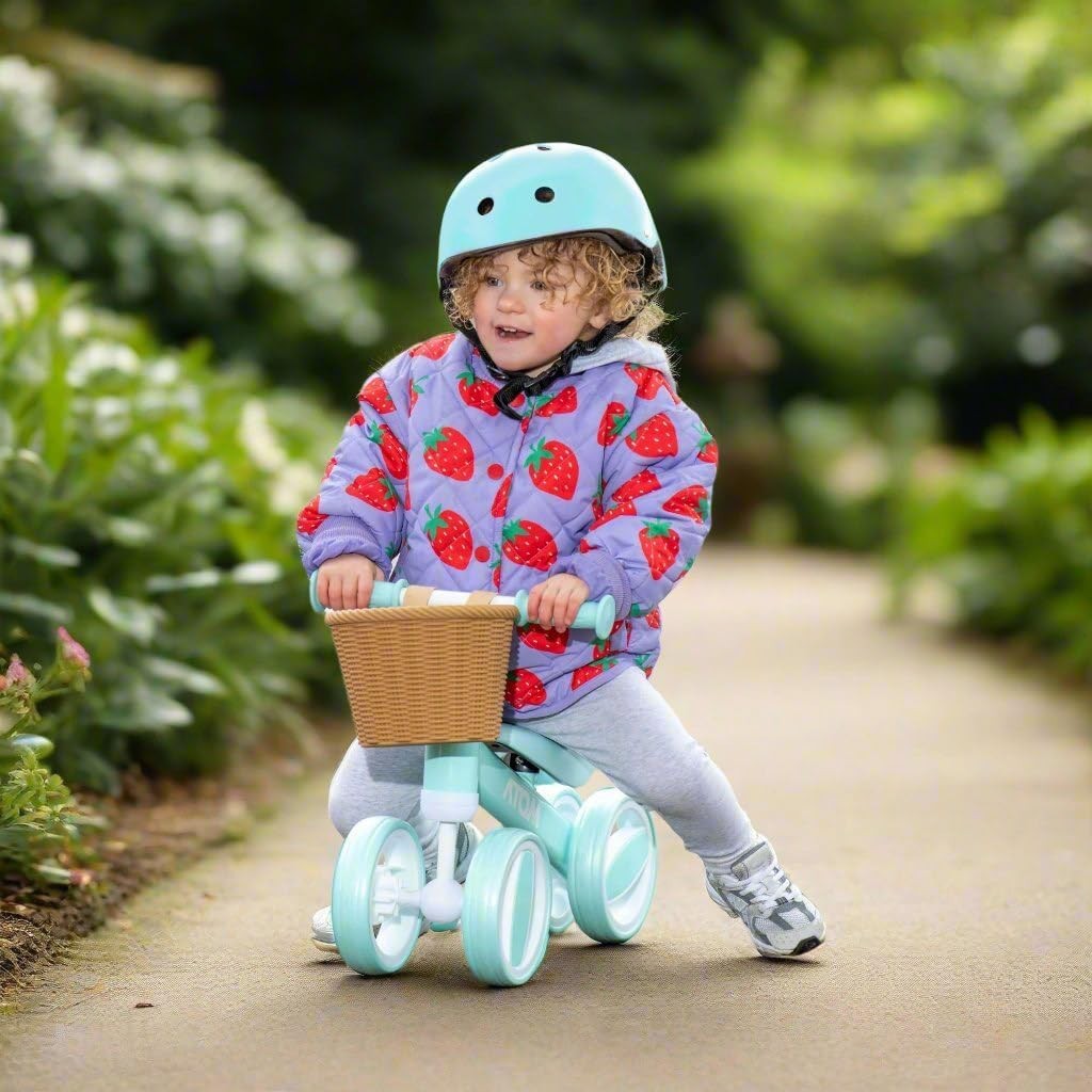 Toddler Balance Bike with Basket Lightweight Training Bike Age 1+ Green