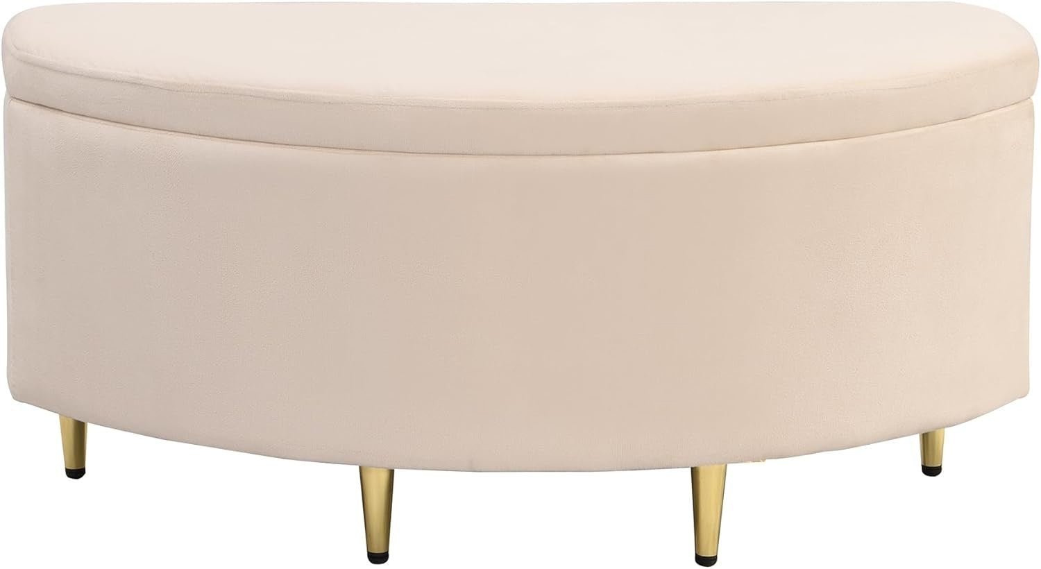 ModernLuxe Ottoman Storage Bench Velvet Footstool with Metal Legs 90x40x42cm