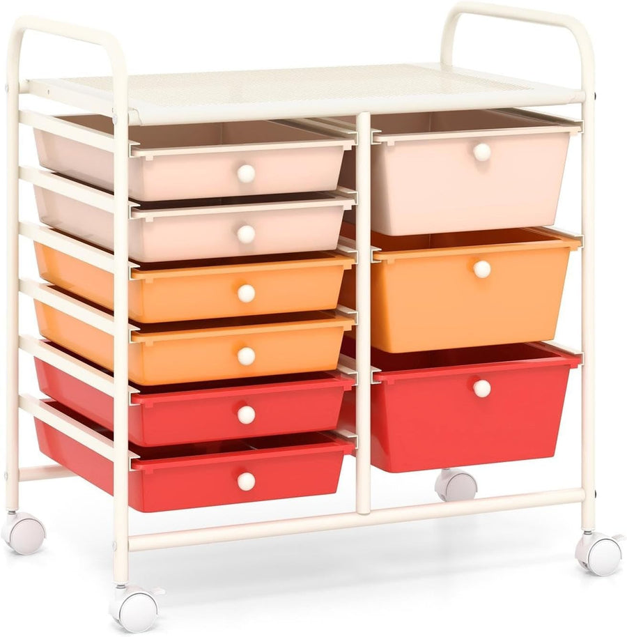 9 Drawer Rolling Storage Cart Macaron Utility Organizer Trolley