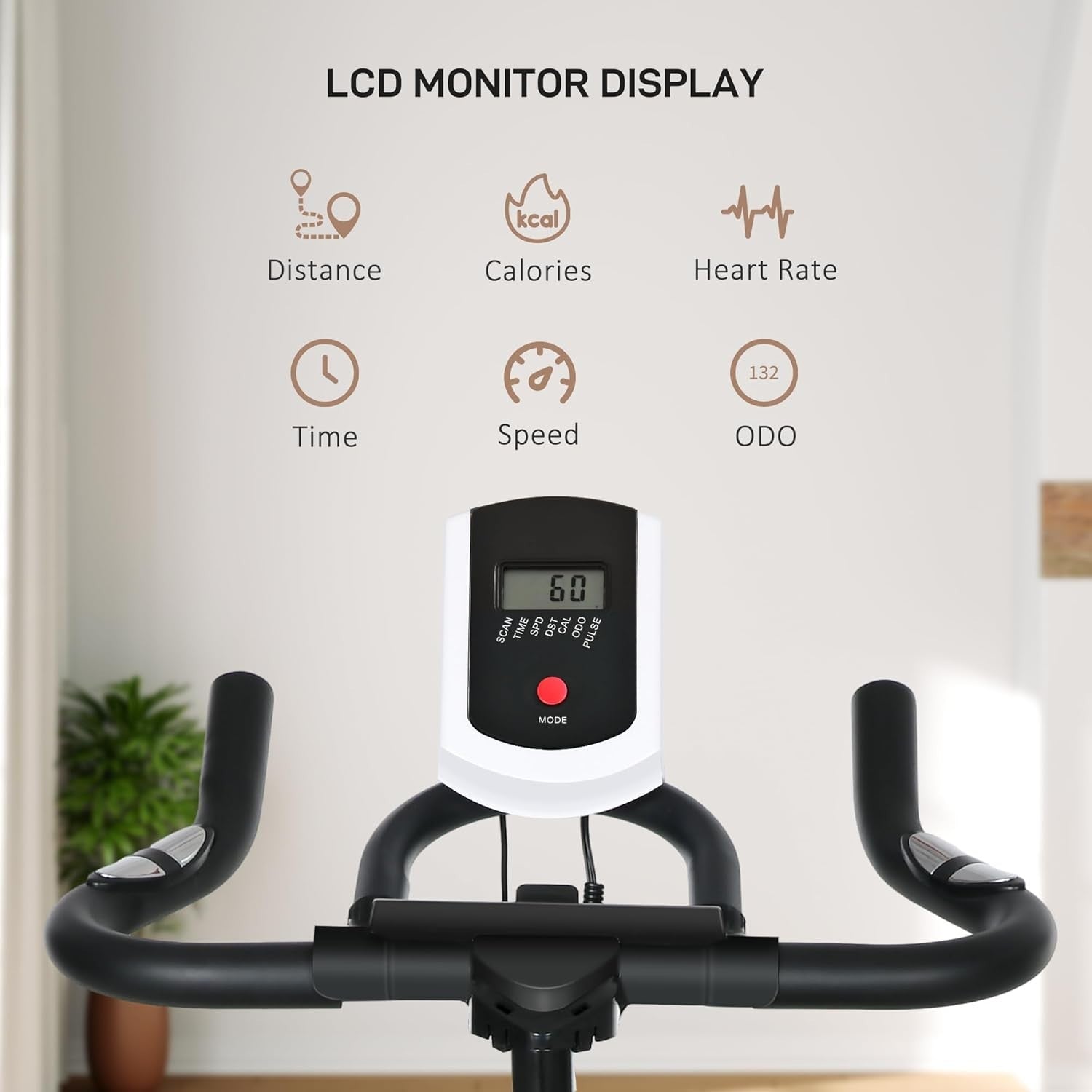 Indoor Cycling Exercise Bike 8kg Flywheel Quiet Belt Drive LCD Pulse Monitor