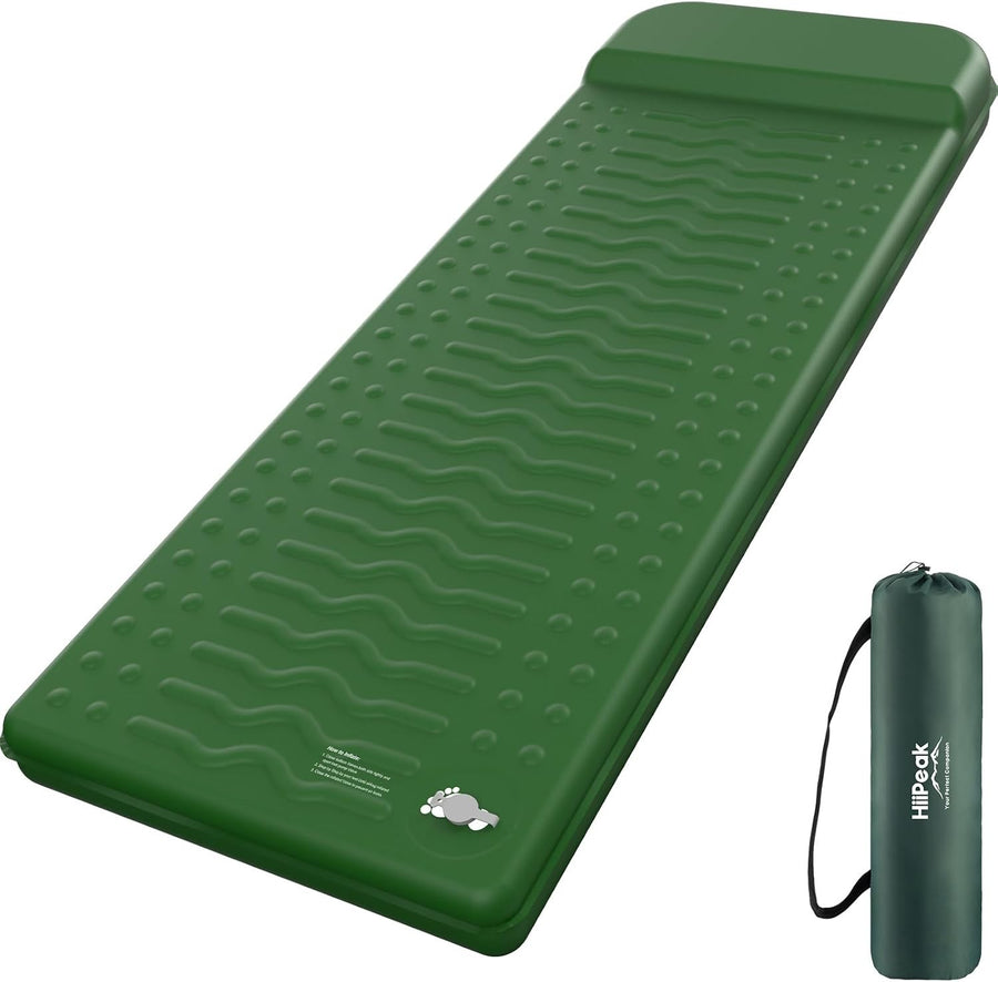 Memory Foam Camping Sleeping Pad with Pillow – Compact, Self-Inflating