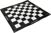 19" Roll-Up Leather Chess Board | Genuine Black Leather | Tournament Travel Mat