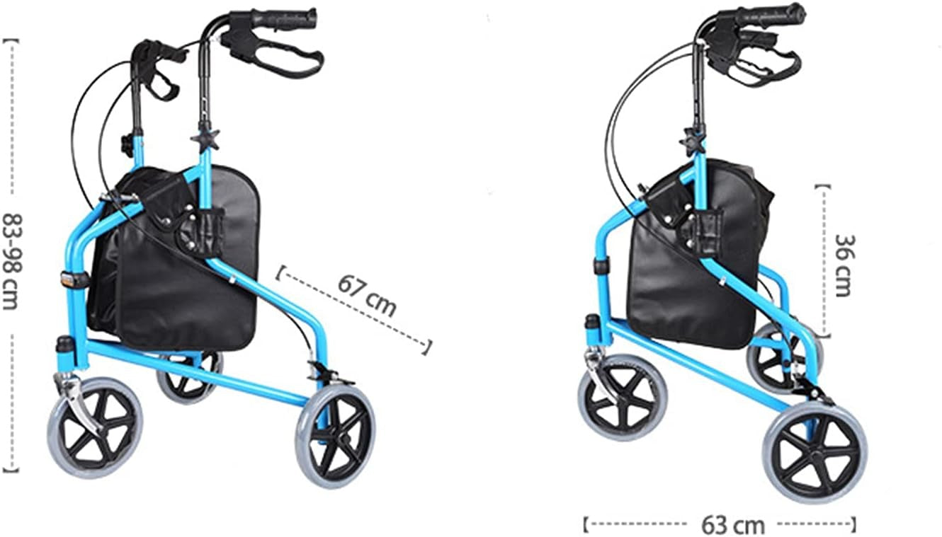 3 Wheel Rollator Walker Folding Lightweight Mobility Seat Bag Brakes