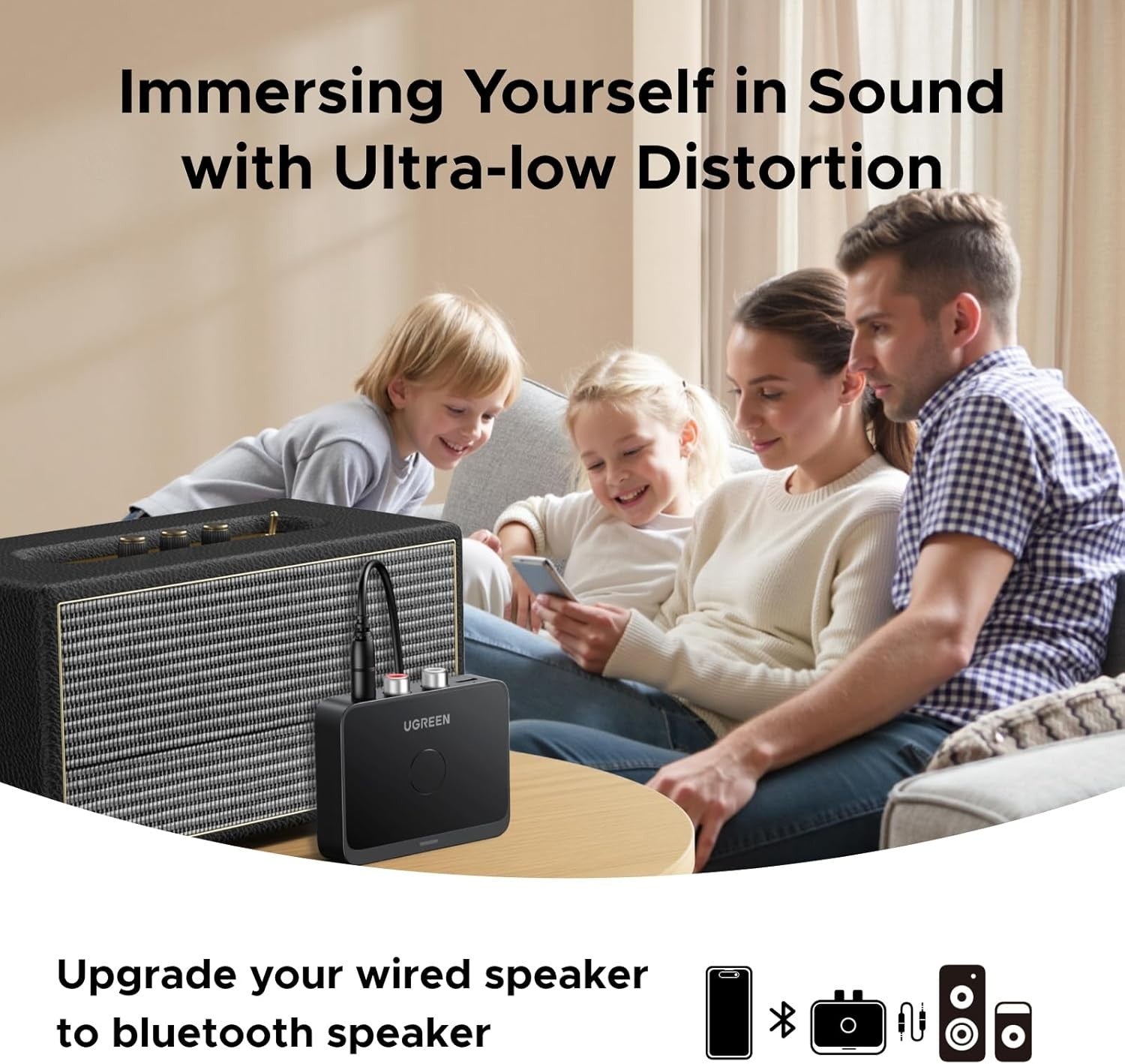 Bluetooth 6.0 Audio Receiver LDAC Hi-Res Wireless Adapter 15H Playtime AUX RCA