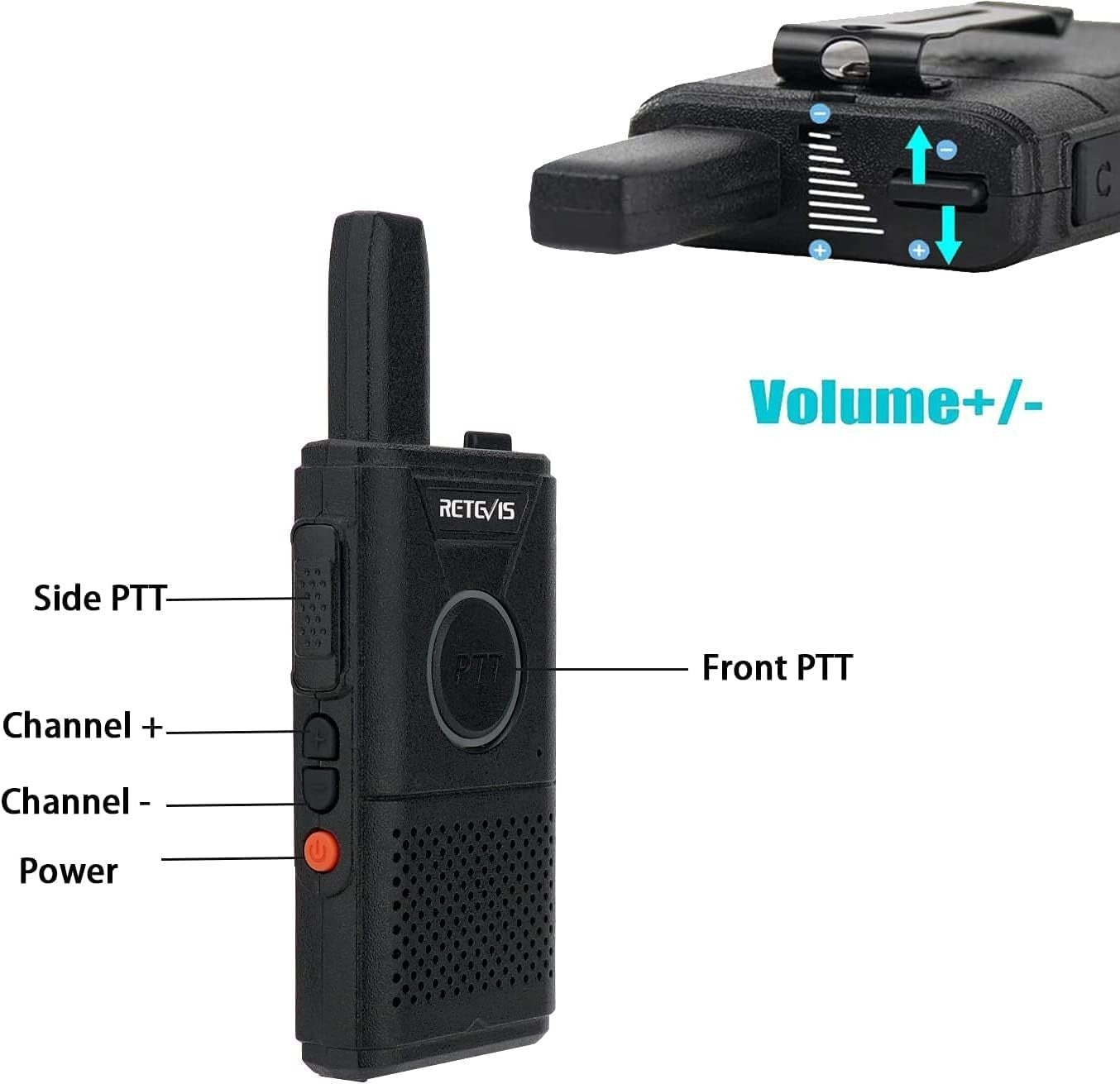 Mini PMR446 Walkie Talkies 4 Pack Long Range Dual PTT Rechargeable