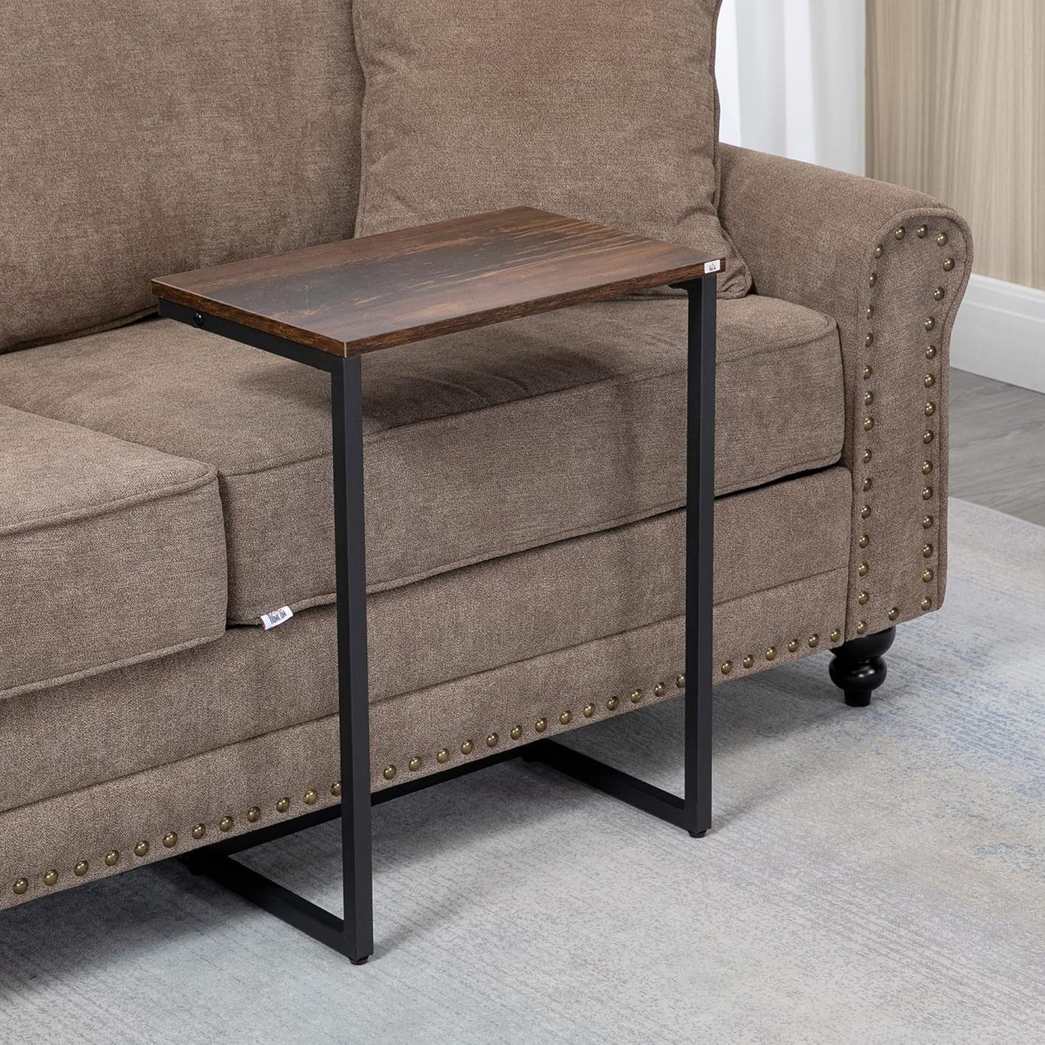 Set of 3 Industrial Nesting Side Coffee Tables C Shaped Sofa End Desk