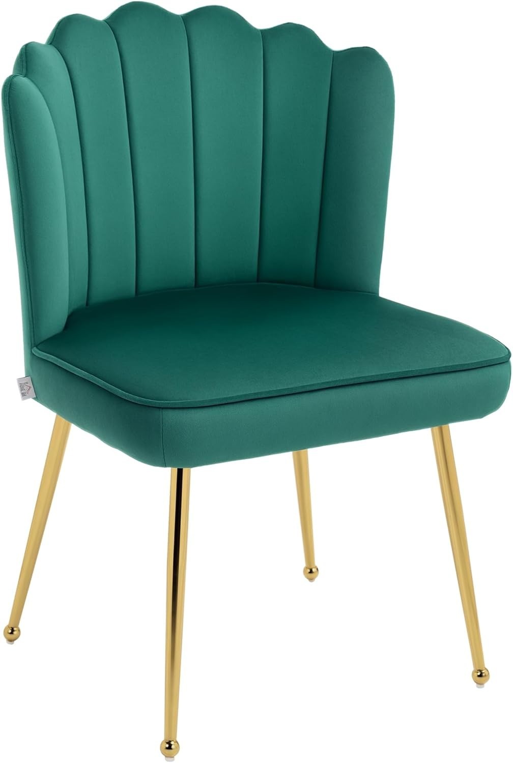 Green Shell Velvet Accent Chair Gold Metal Legs Modern Vanity Lounge Seat