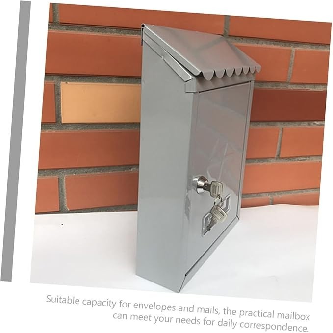 Lockable Tinplate Mailbox Silver Wall Mount Weatherproof Vintage Post Box