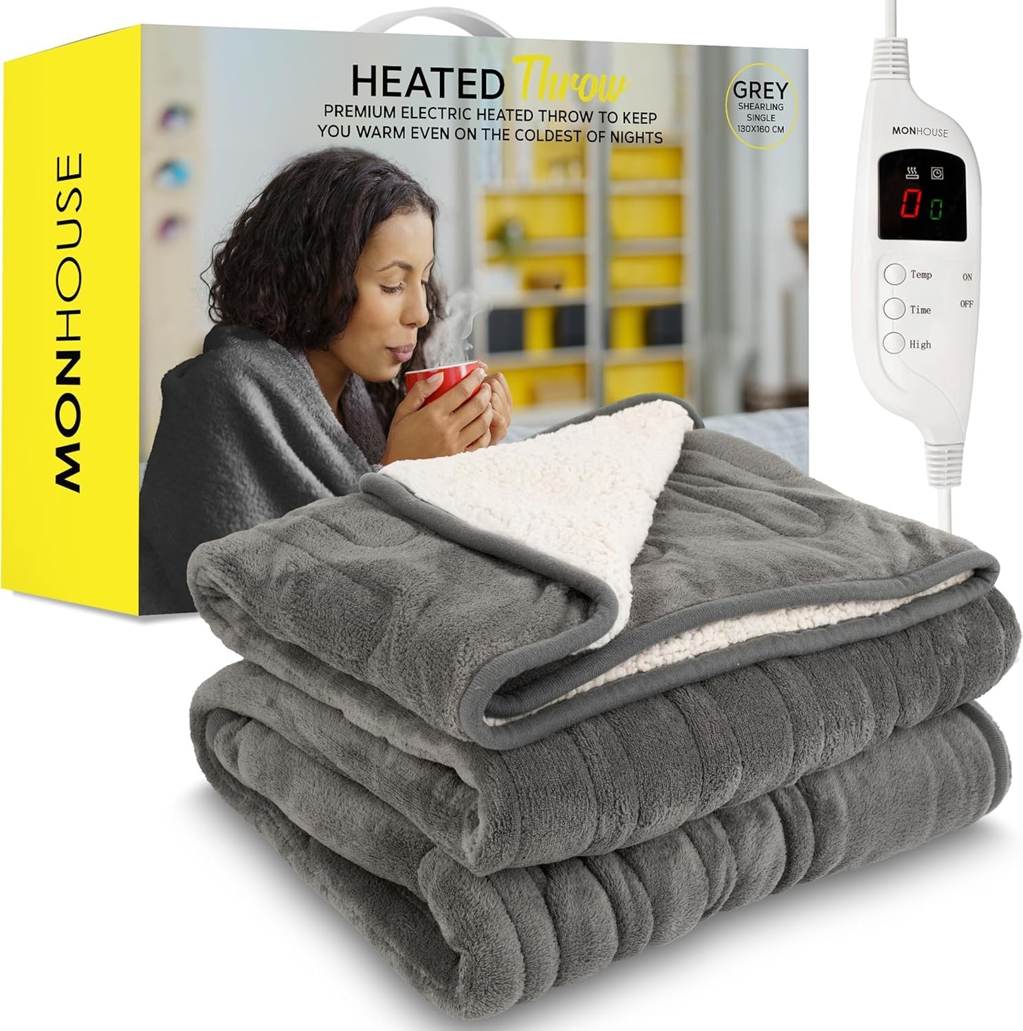 Electric Heated Throw Blanket 130x160cm 9 Heat Levels Timer Washable
